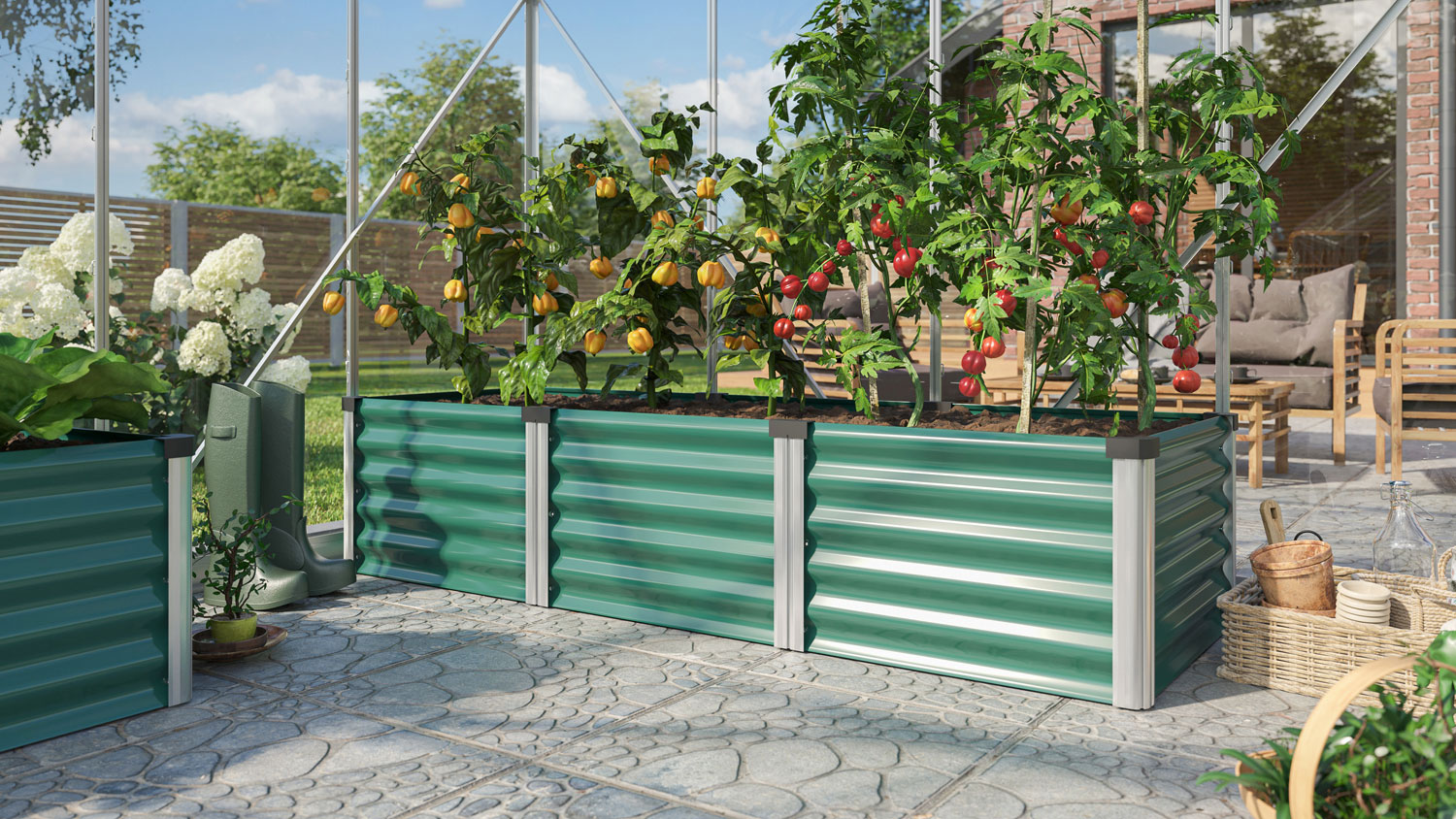 Hochbeet Meta IN-OUT S, Farbe: Seegras/Alu eloxiert