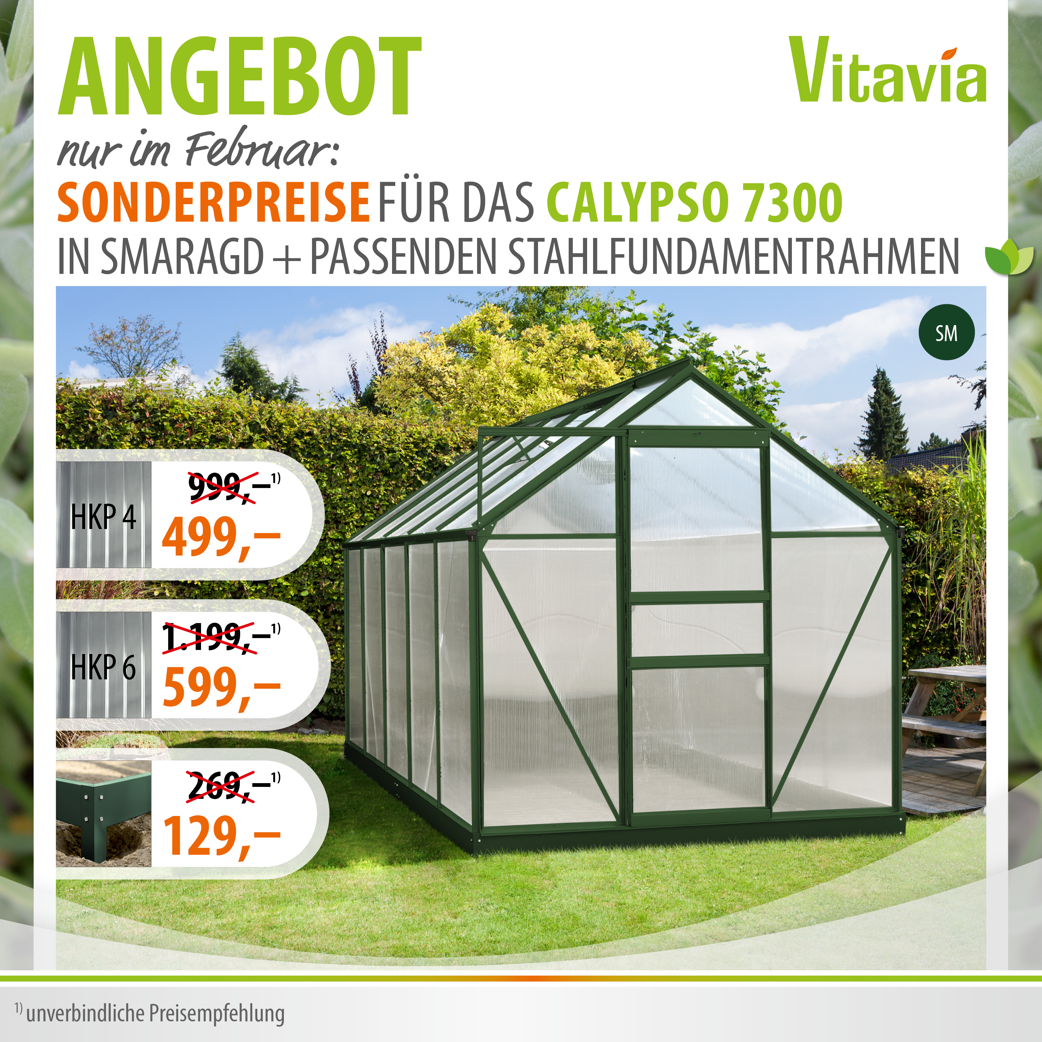Sonderaktion-Banner Februar 2026 Sonderpreis für Vitavia Gewächshaus Calypso