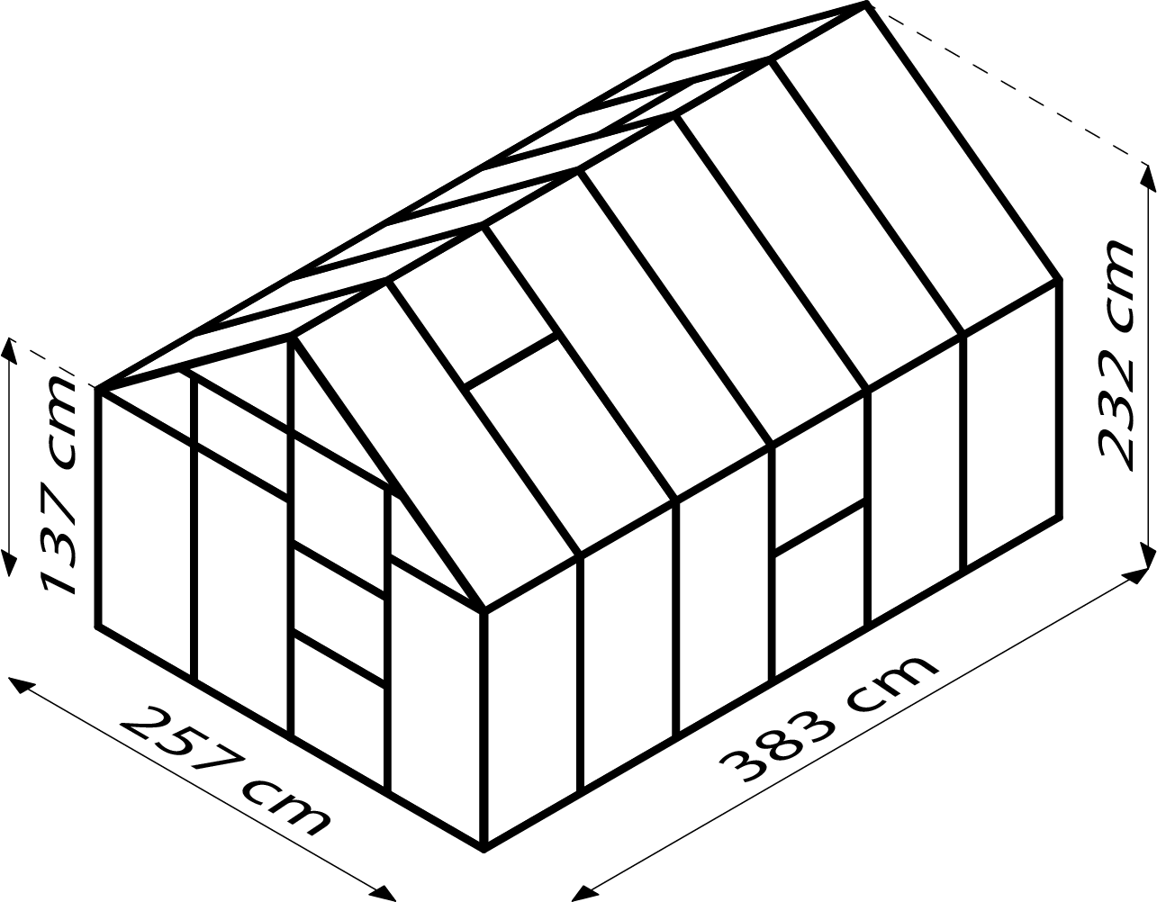 Gewächshaus Meridian1 9900, Farbe: Aluminium eloxiert, verglast mit: Hohlkammerplatten (HKP)