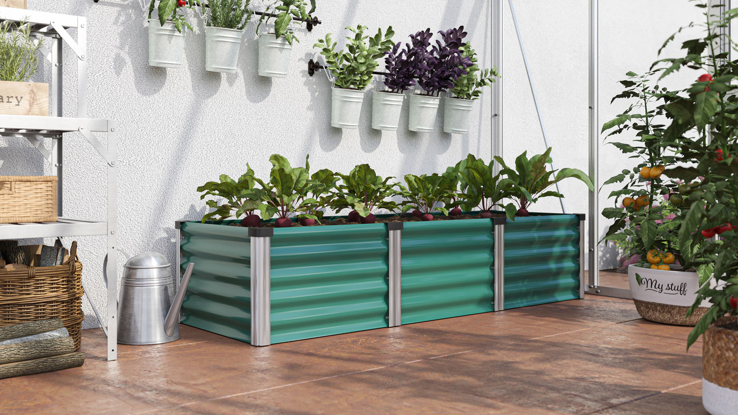 Hochbeet Linus IN-OUT S, Farbe: Seegras/Alu eloxiert