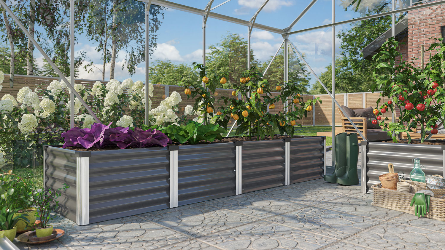 Hochbeet Meta IN-OUT L, Farbe: Granit/Alu
