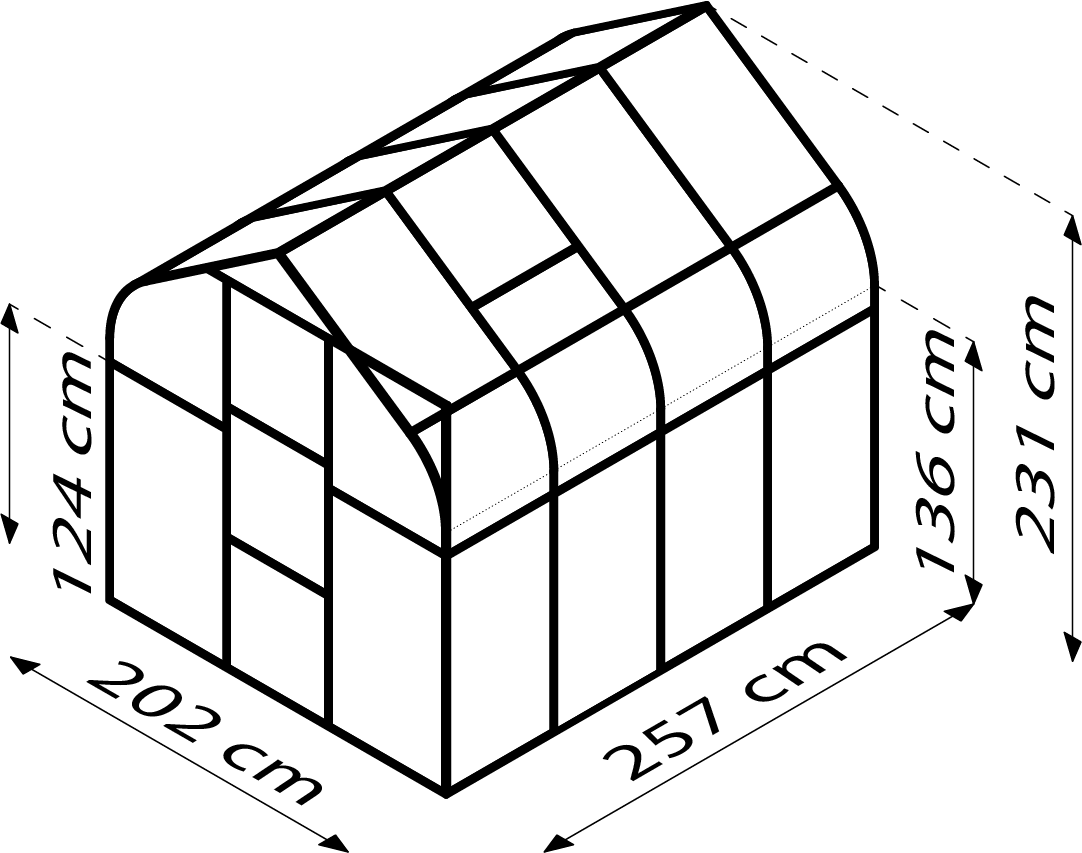 Gewächshaus Orion 5000, Farbe: Aluminium eloxiert, verglast mit: Sicherheitsglas (ESG)