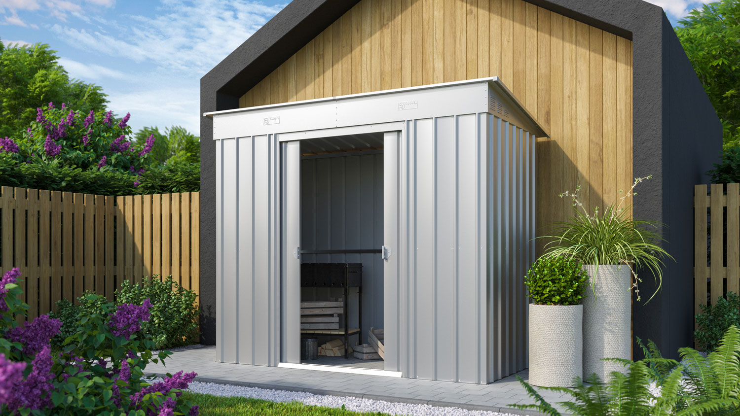 Pultdach Skillion 84, Farbe: Silber Metallic