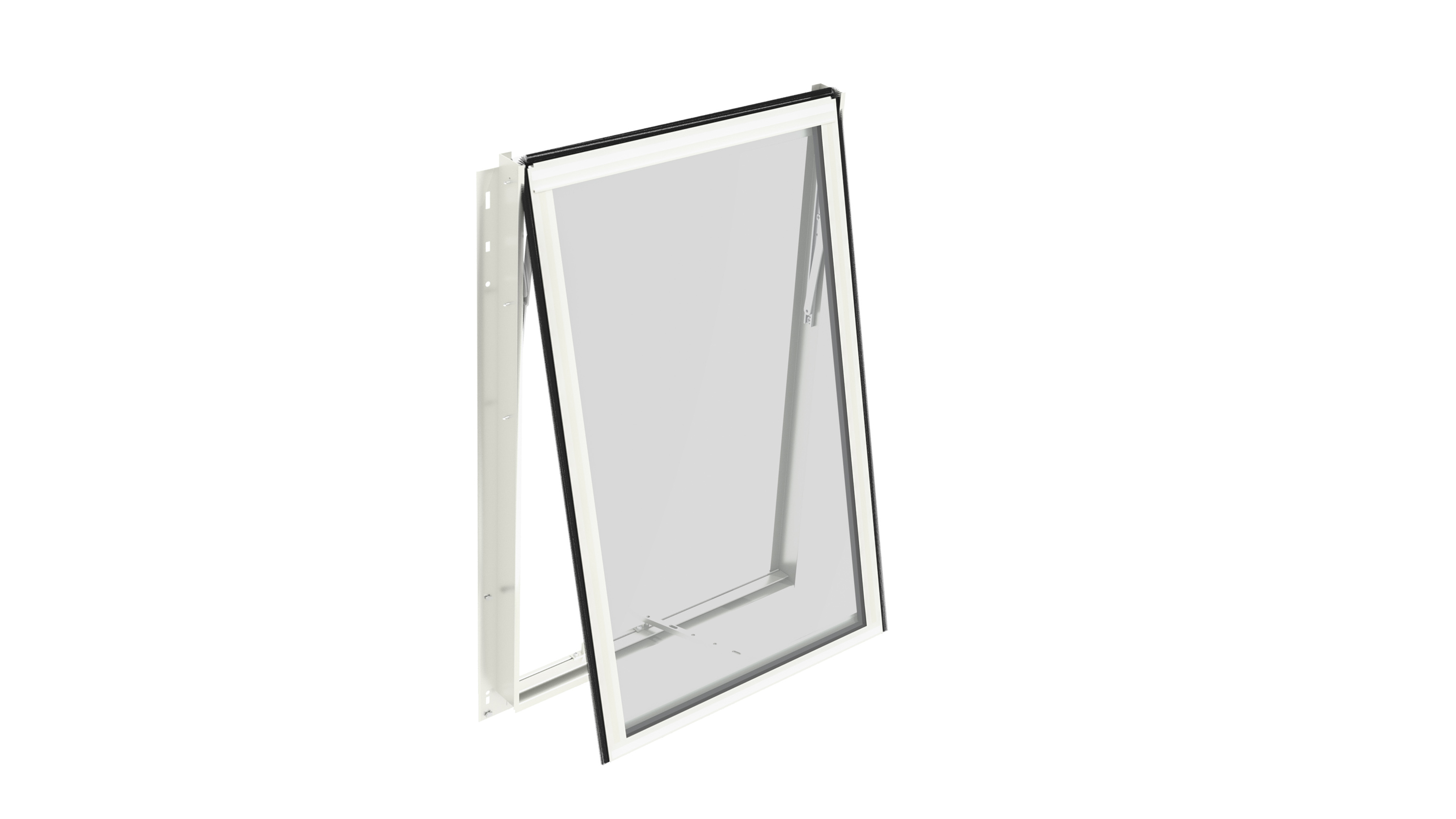 H Seitenfenster, Farbe: Weiß pulverbeschichtet, verglast mit: Sicherheitsglas (ESG)