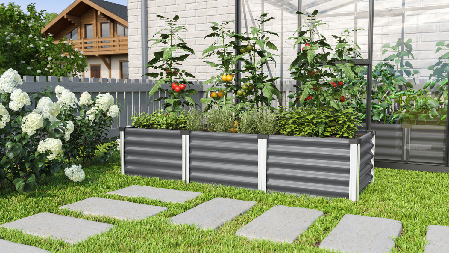 Hochbeet Linus IN-OUT S, Farbe: Granit/Alu