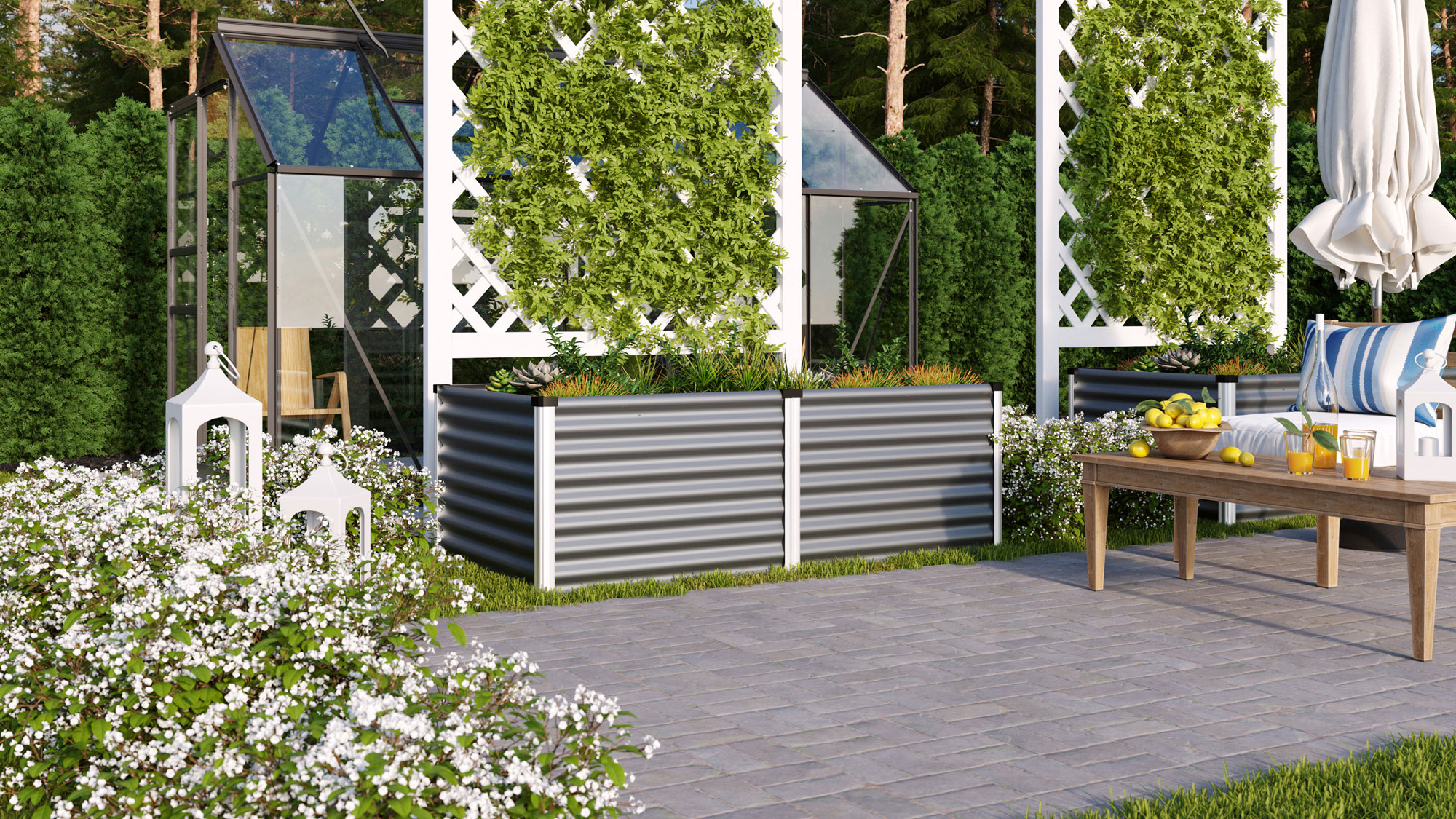 Hochbeet Linus 630, Farbe: Granit/Alu
