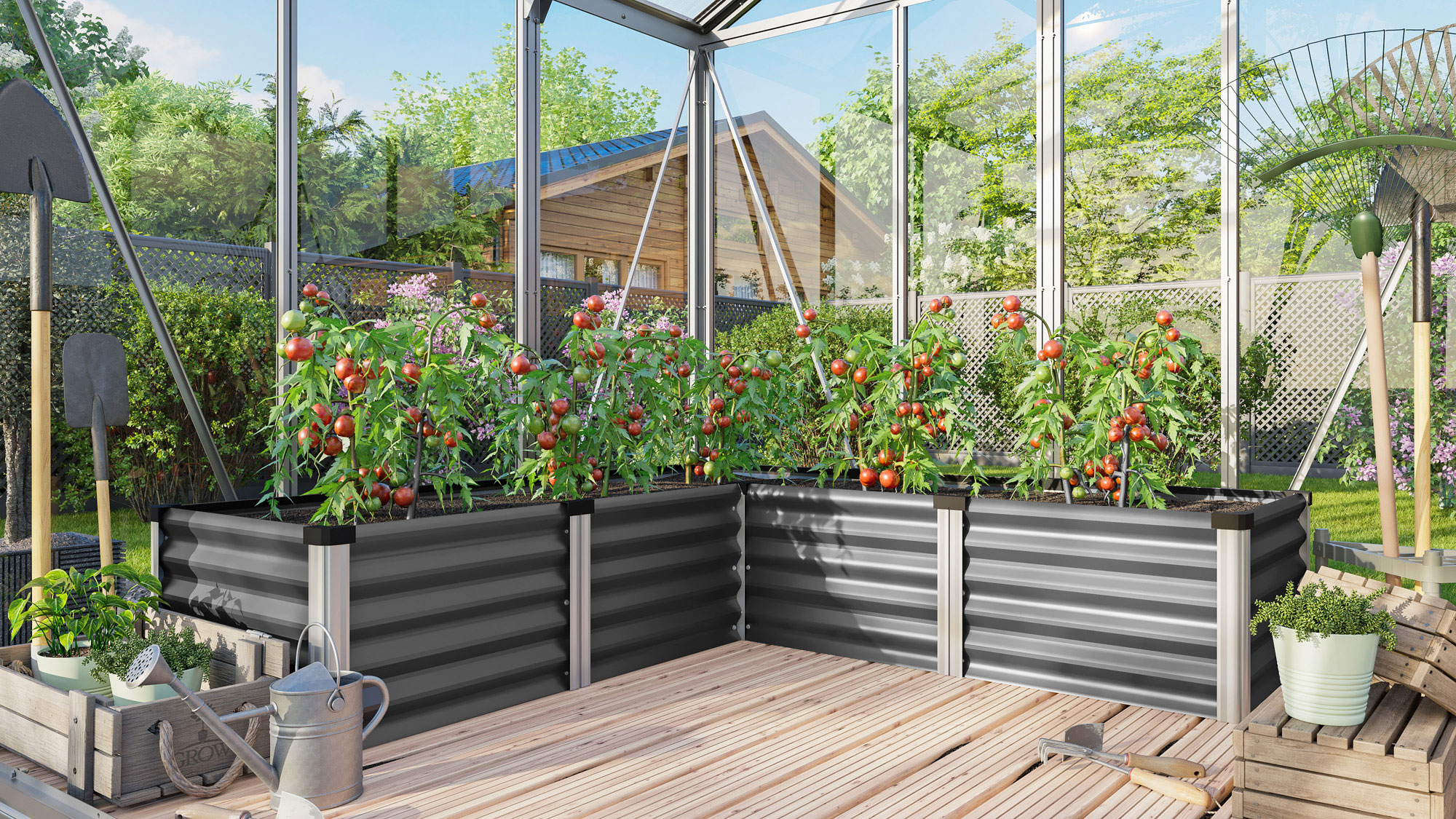 Hochbeet Linus IN-OUT M, Farbe: Granit/Alu