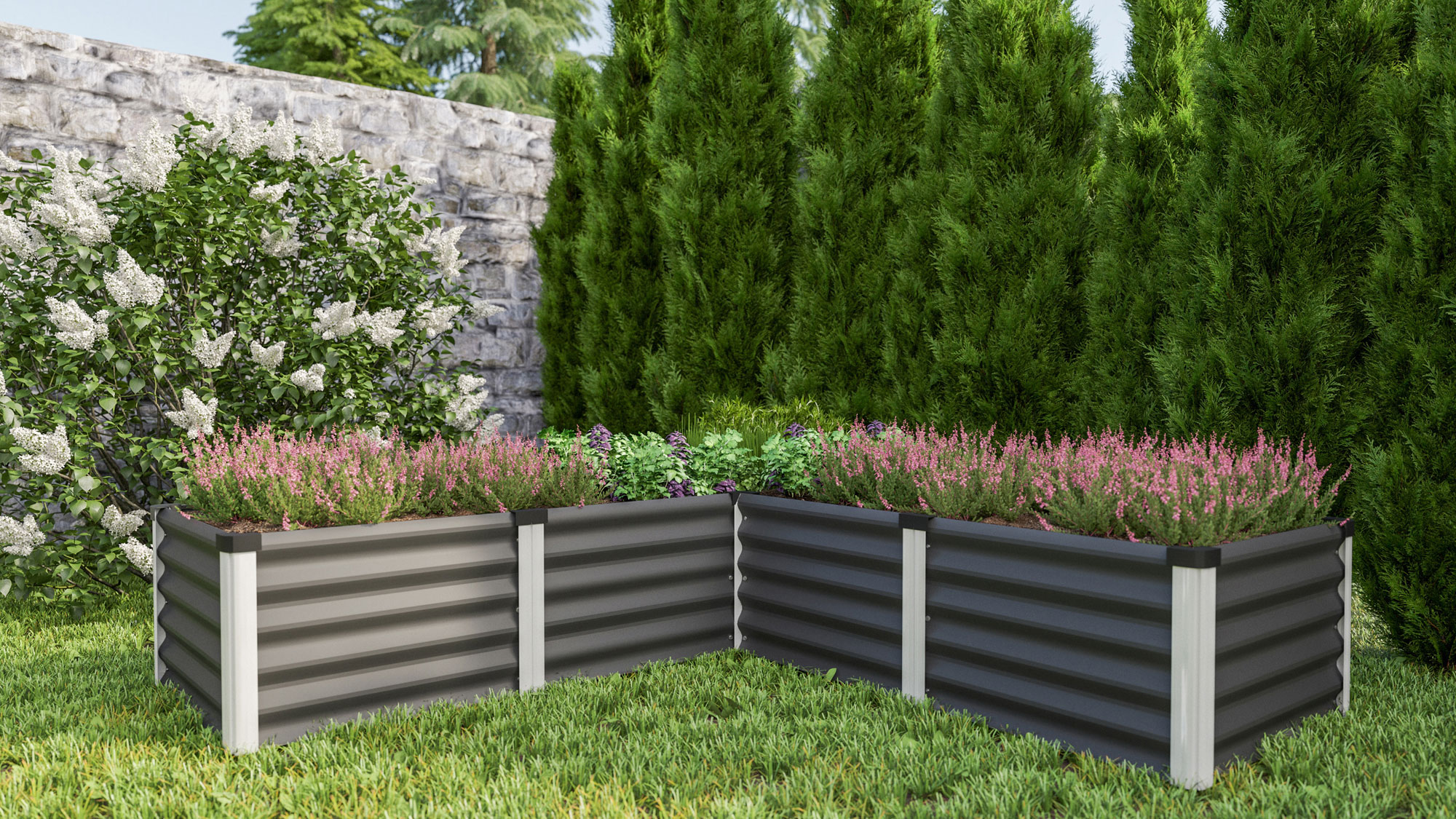 Hochbeet Linus IN-OUT M, Farbe: Granit/Alu