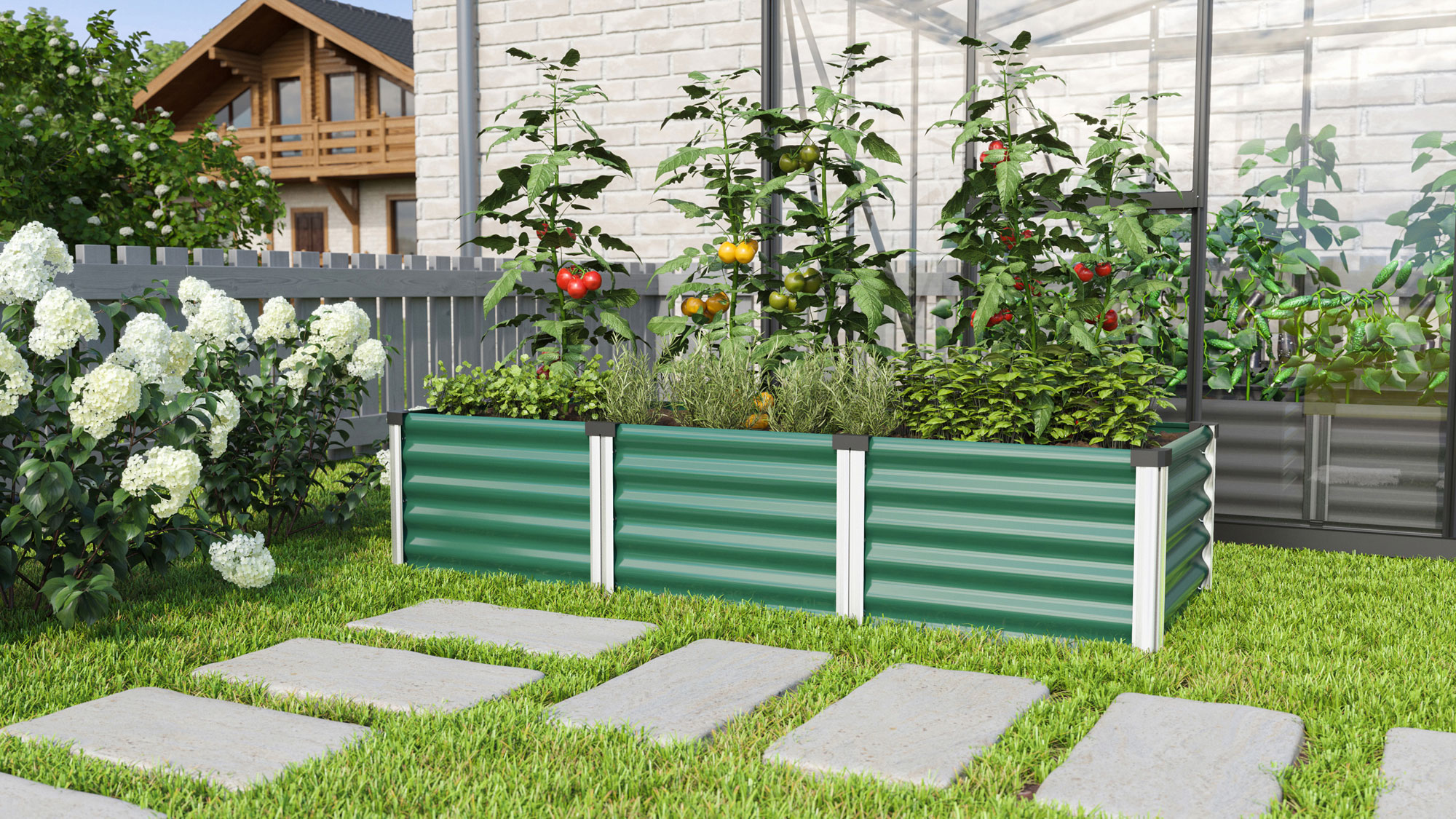 Hochbeet Linus IN-OUT S, Farbe: Seegras/Alu eloxiert