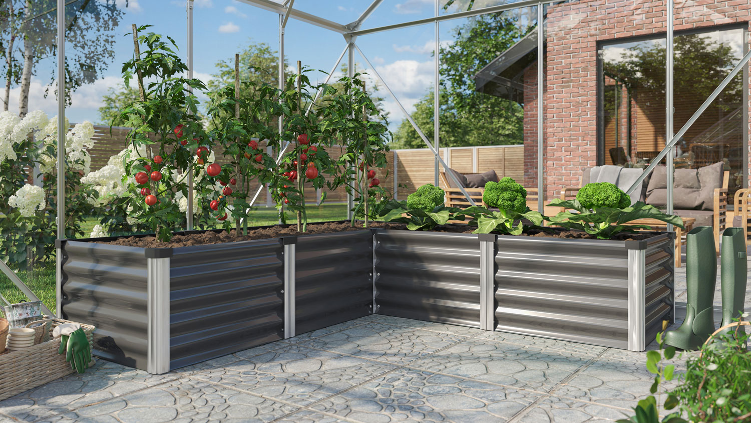 Hochbeet Meta IN-OUT M, Farbe: Granit/Alu