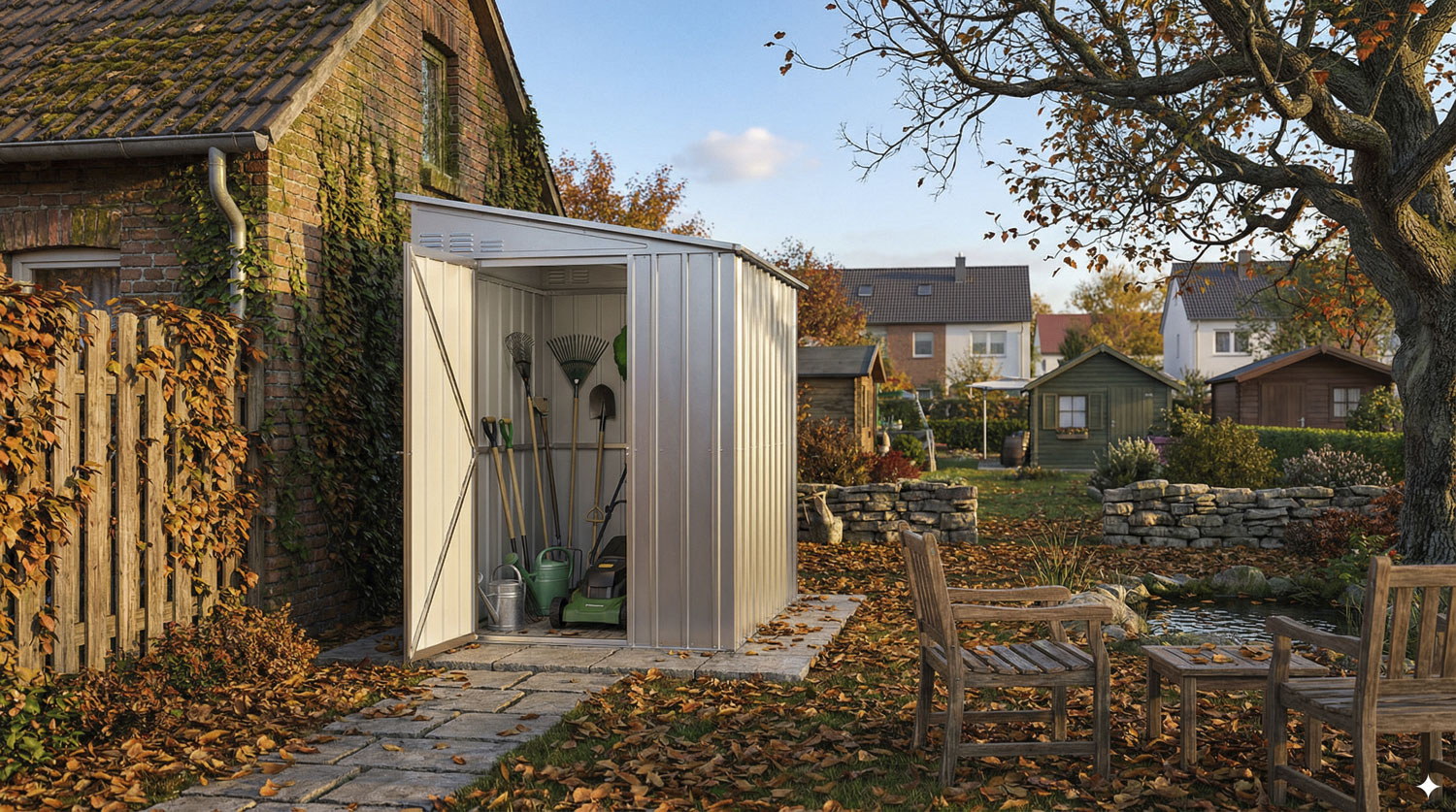Anlehngerätehaus LeanTo 56 mit Pultdach, Farbe: Silber Metallic