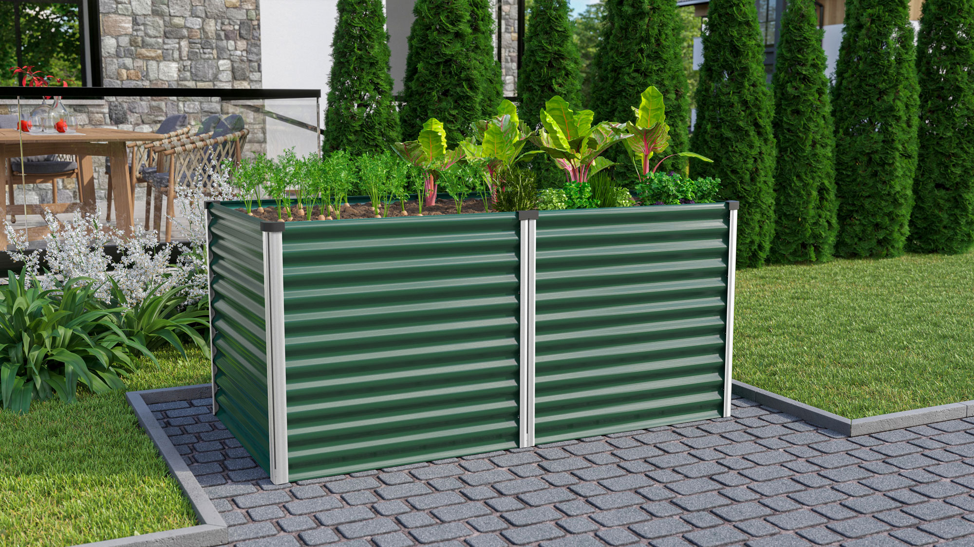 Hochbeet Meta 858, Farbe: Seegras/Alu eloxiert