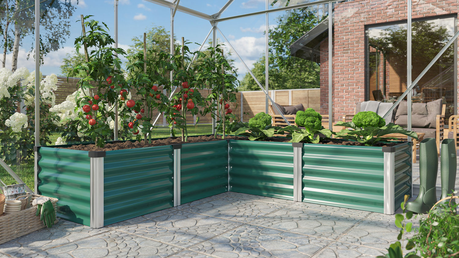 Hochbeet Meta IN-OUT M, Farbe: Seegras/Alu eloxiert