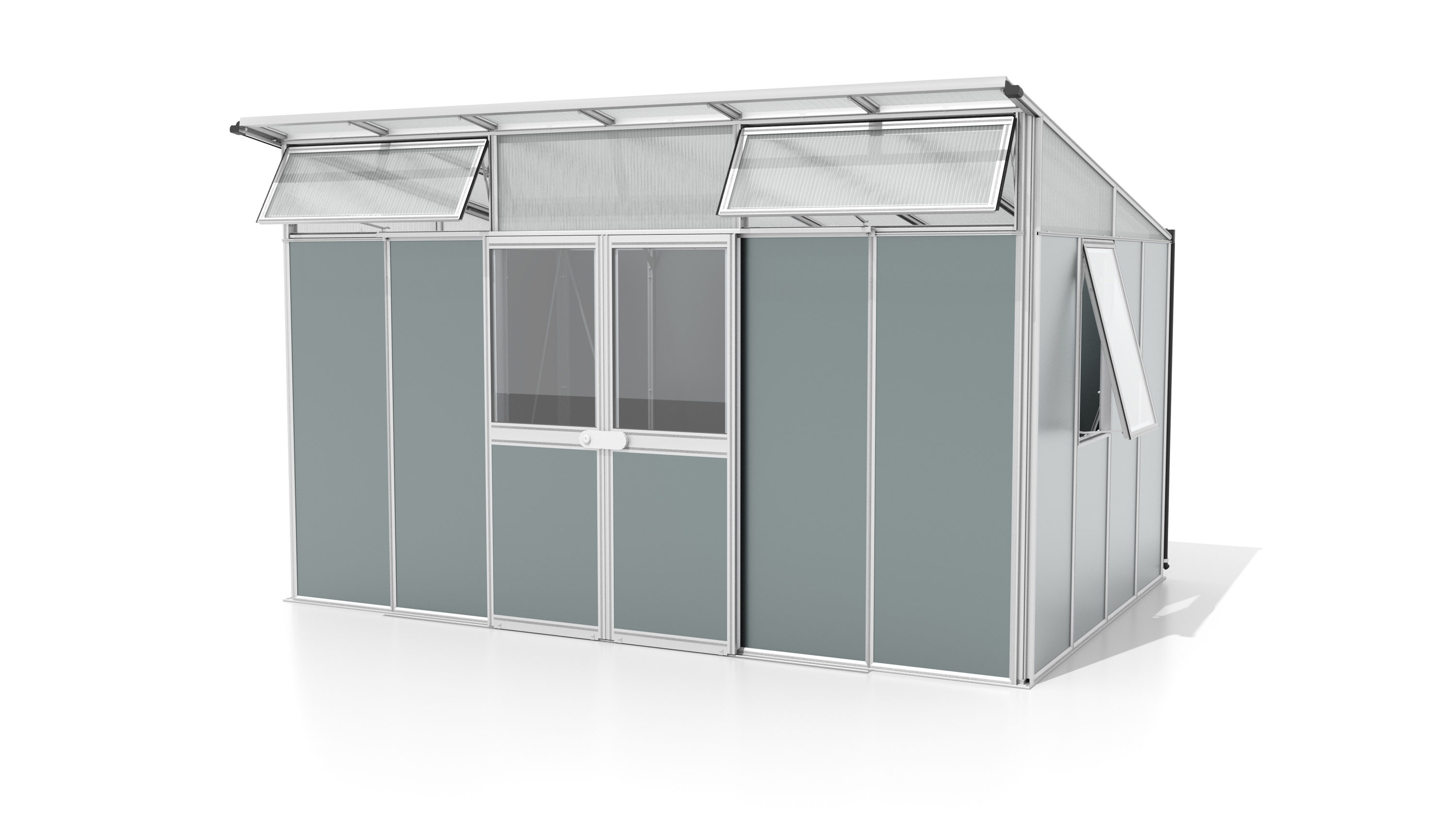 Premium Gerätehaus Kosmos 11500, Farbe: Aluminium eloxiert, verglast mit: Sicherheitsglas (ESG)