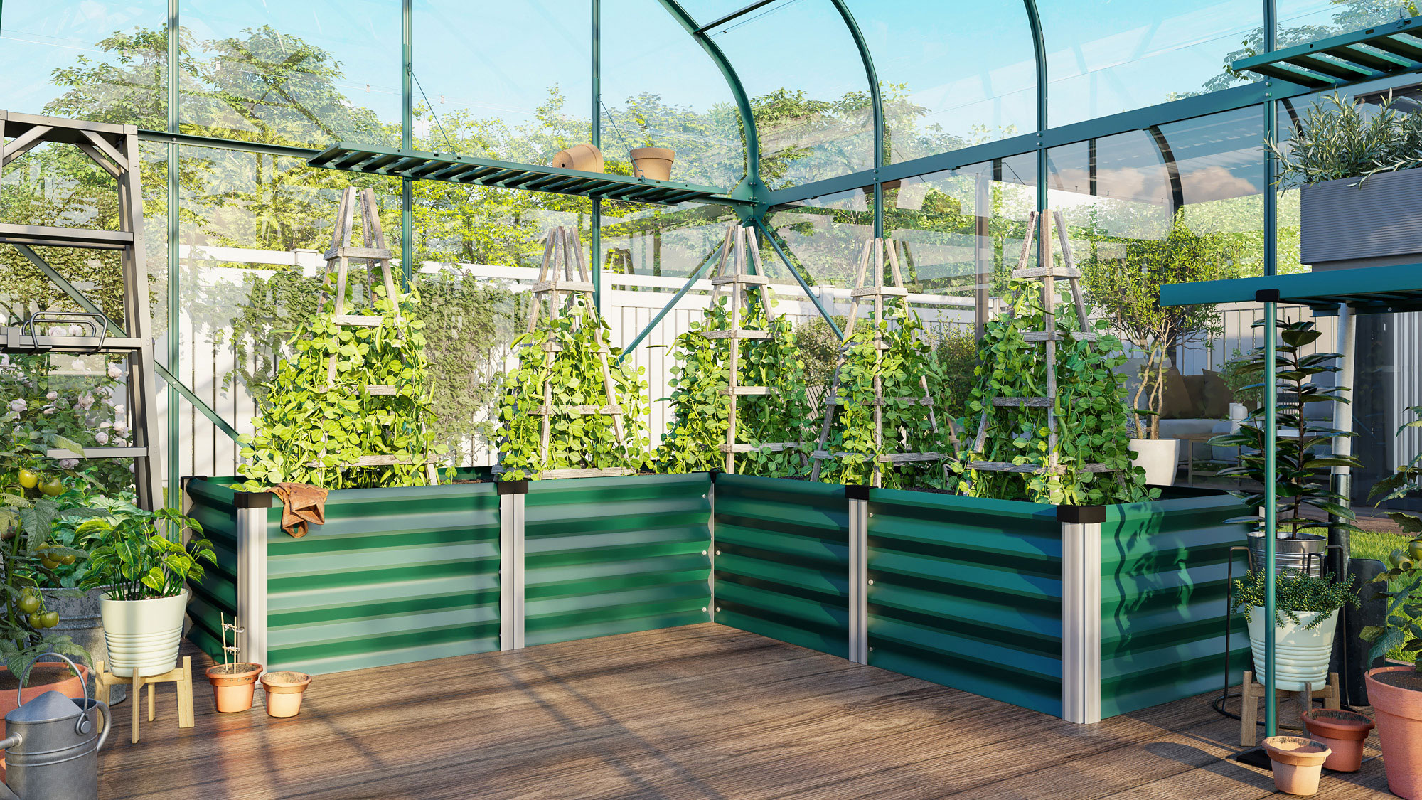 Hochbeet Meta IN-OUT M, Farbe: Seegras/Alu eloxiert