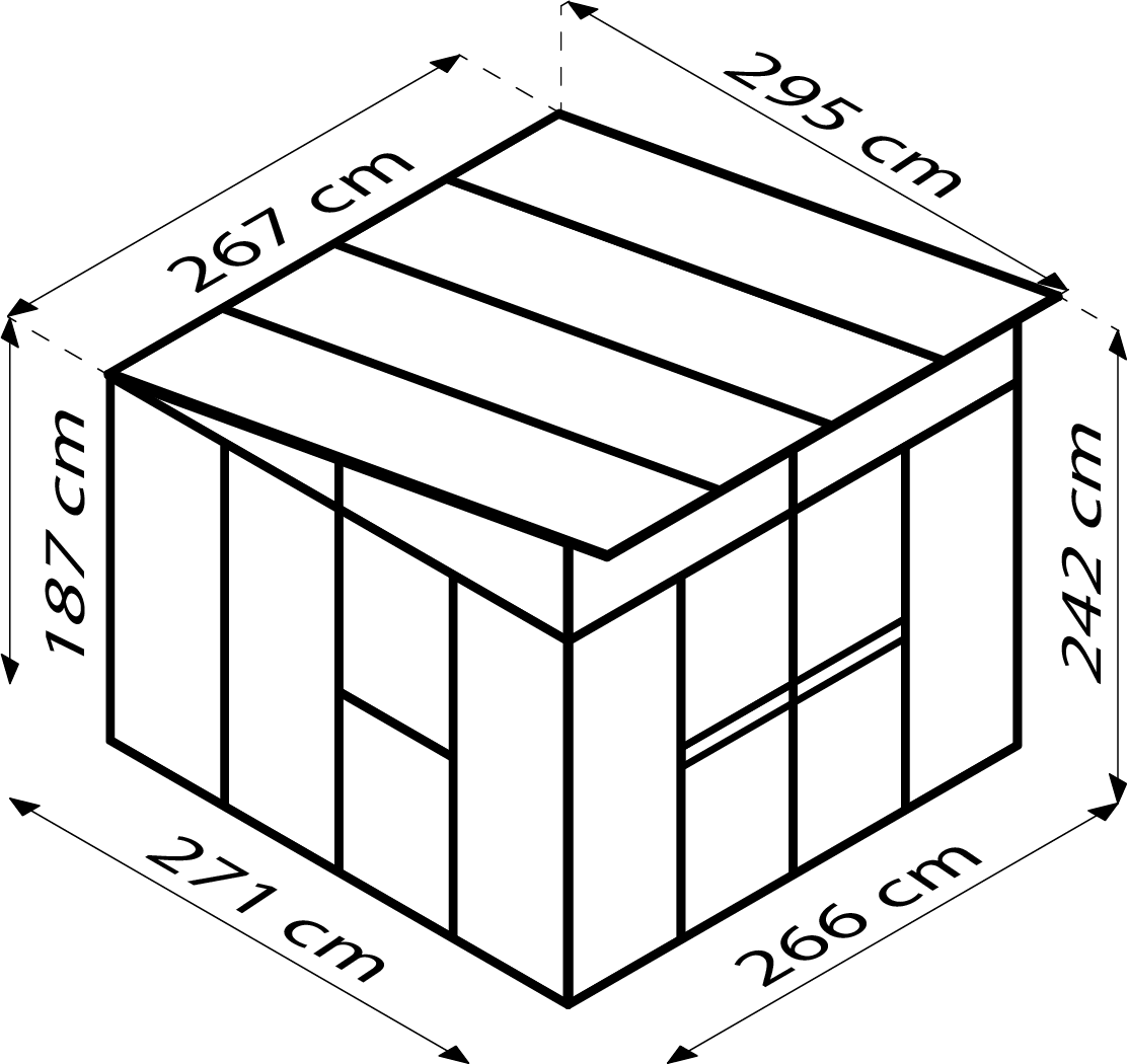 Premium Gerätehaus Kosmos 7800, Farbe: Schwarz pulverbeschichtet, verglast mit: Sicherheitsglas (ESG)