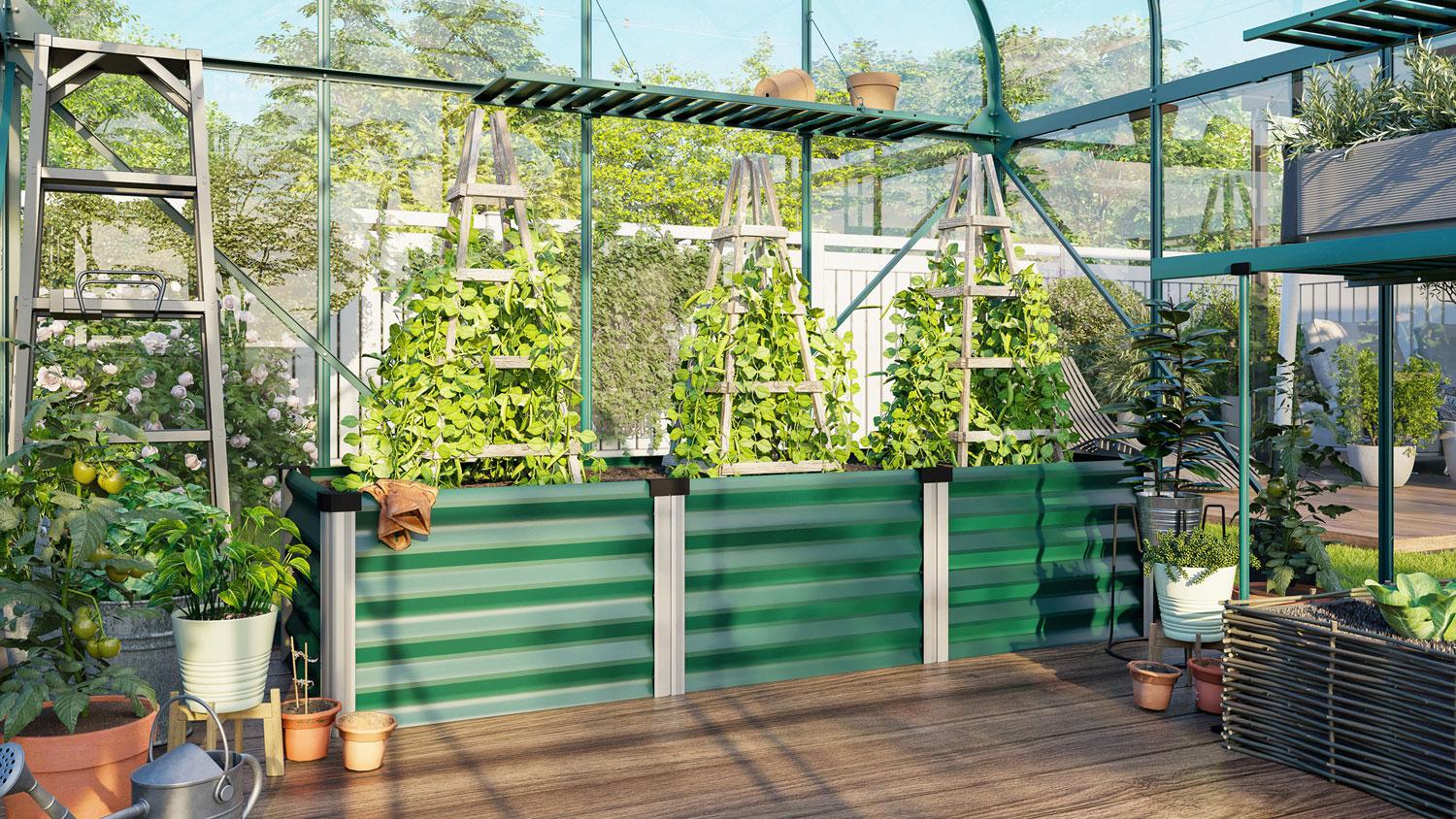 Hochbeet Meta IN-OUT S, Farbe: Seegras/Alu eloxiert