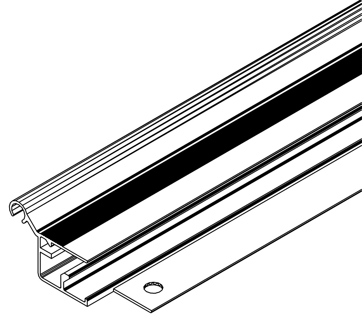 Fensterprofil, oben, 7365, L598, black, Pantone-42, Farbe: Schwarz