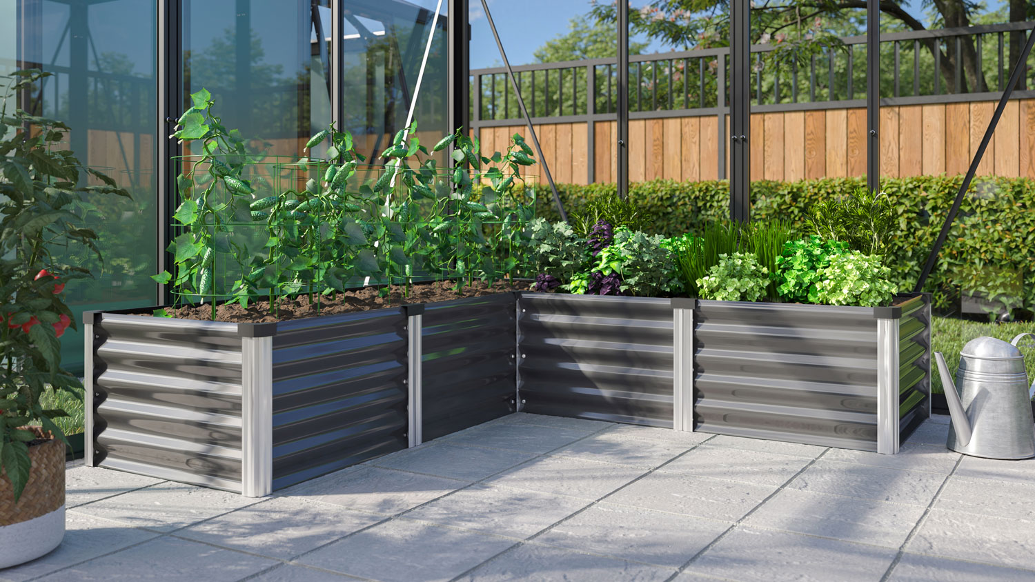 Hochbeet Meta IN-OUT M, Farbe: Granit/Alu