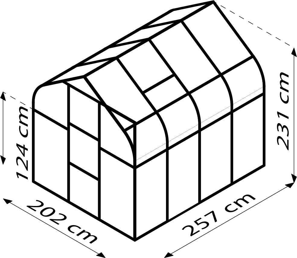Gewächshaus Orion 5000, Farbe: Aluminium eloxiert, verglast mit: Sicherheitsglas (ESG)