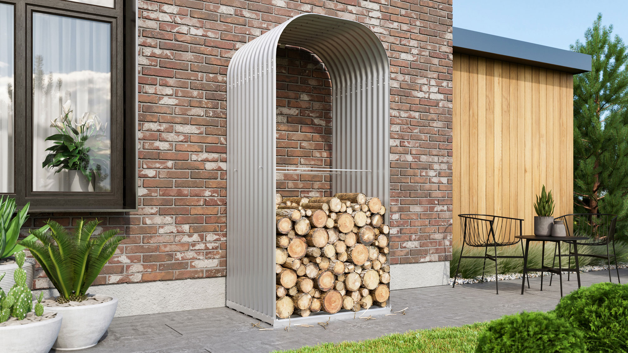 Kaminholzregal Ardor, Farbe: Zincalume blank