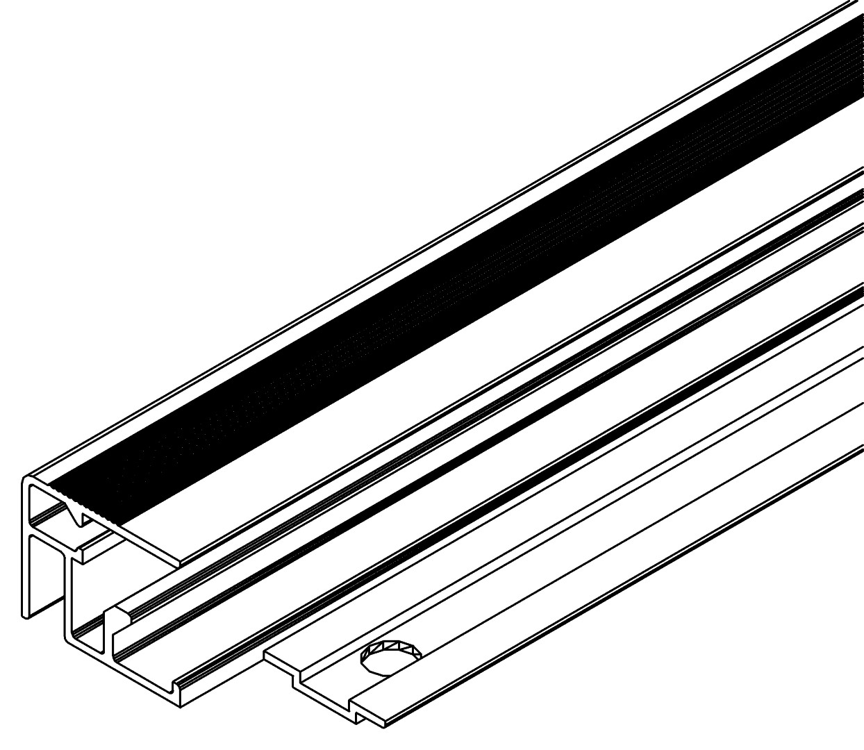 Fensterprofil, unten, 7293, L713, black, Pantone-4, Farbe: Schwarz