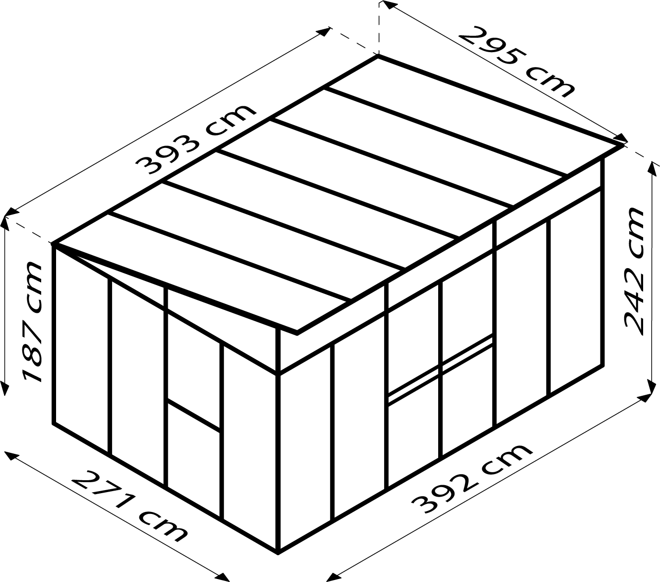 Premium Gerätehaus Kosmos 11500, Farbe: Schwarz pulverbeschichtet, verglast mit: Sicherheitsglas (ESG)