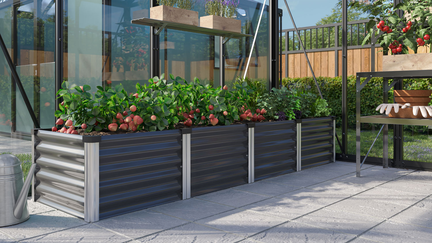 Hochbeet Meta IN-OUT L, Farbe: Granit/Alu