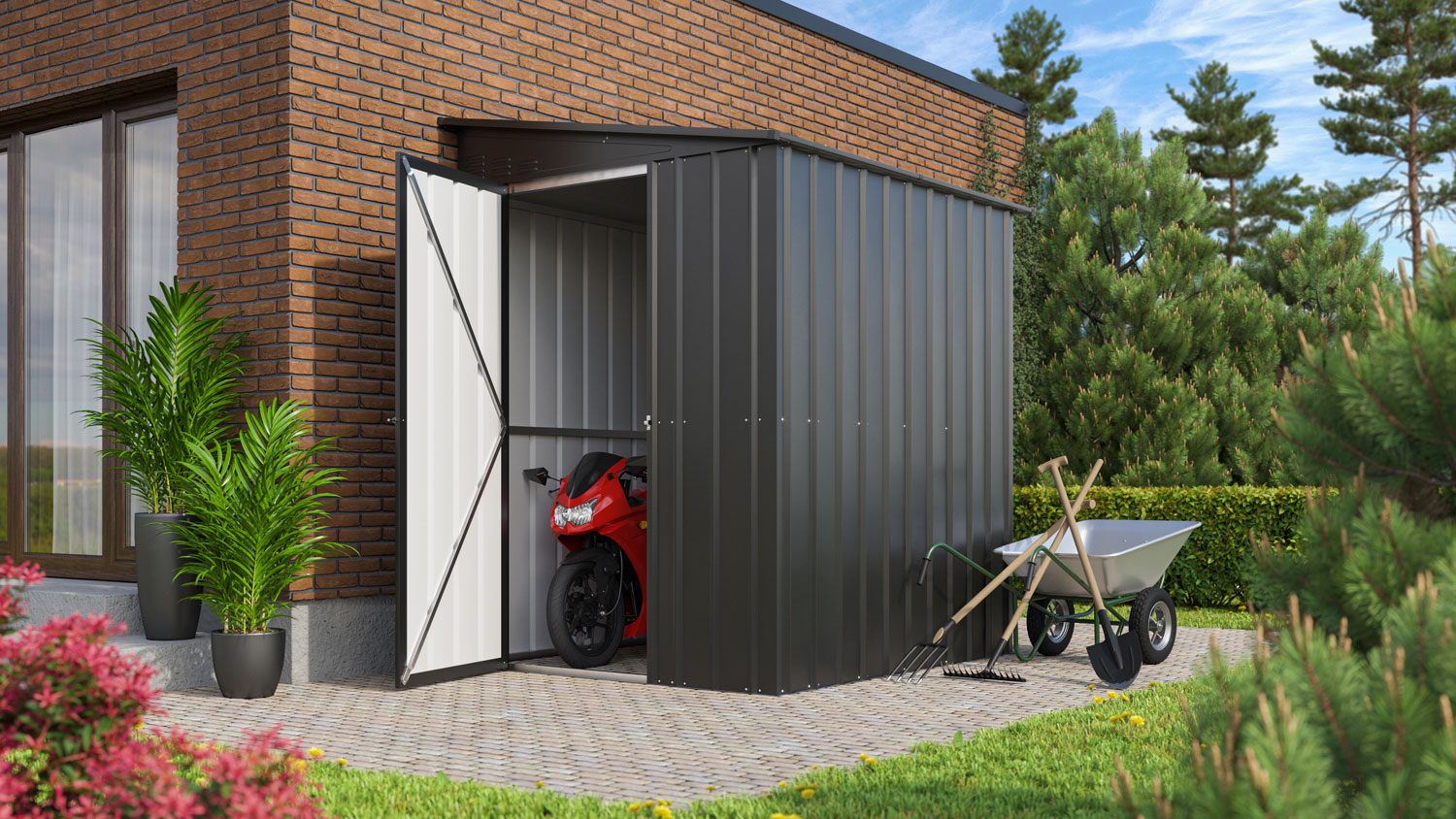 Anlehngerätehaus LeanTo 56, Farbe: Anthrazit