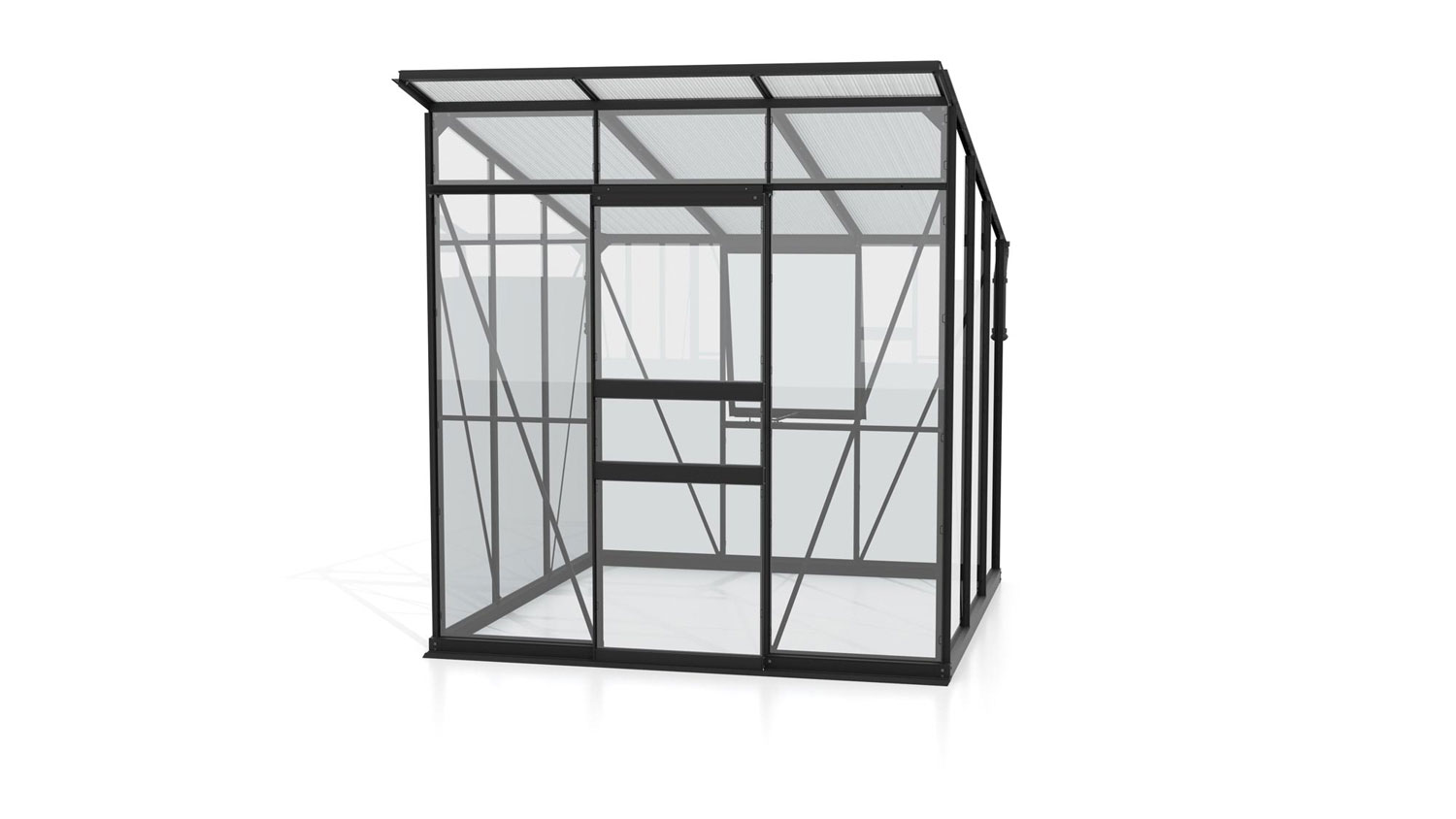Gewächshaus Palma 4450, Farbe: Schwarz pulverbeschichtet, verglast mit: Sicherheitsglas (ESG)