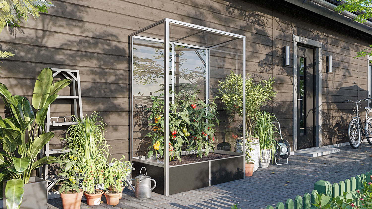 Tomatenhaus Napoli 900, Farbe: Aluminium eloxiert, verglast mit: Sicherheitsglas (ESG)