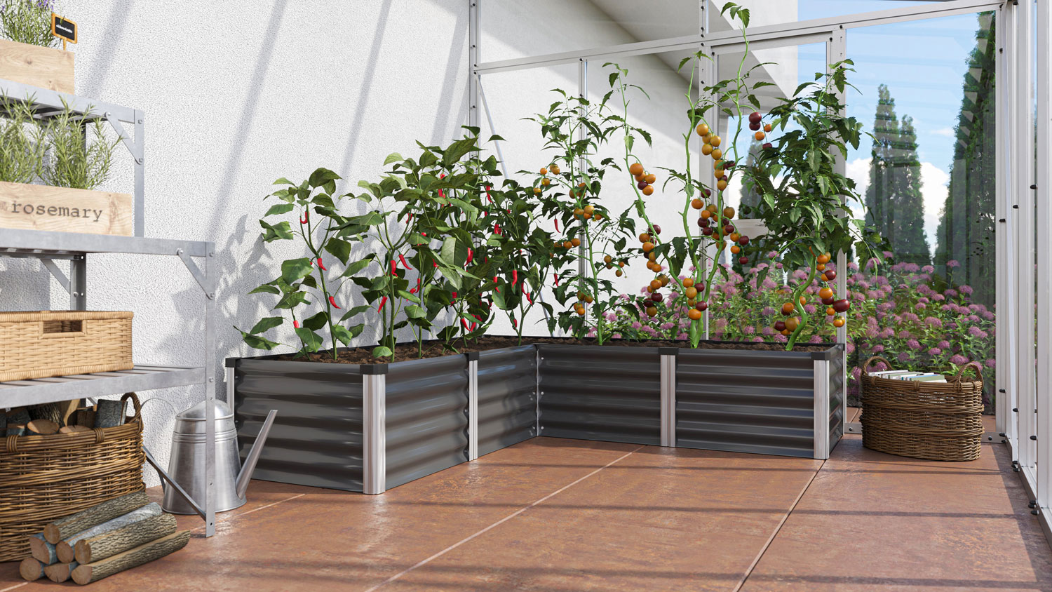 Hochbeet Linus IN-OUT M, Farbe: Granit/Alu
