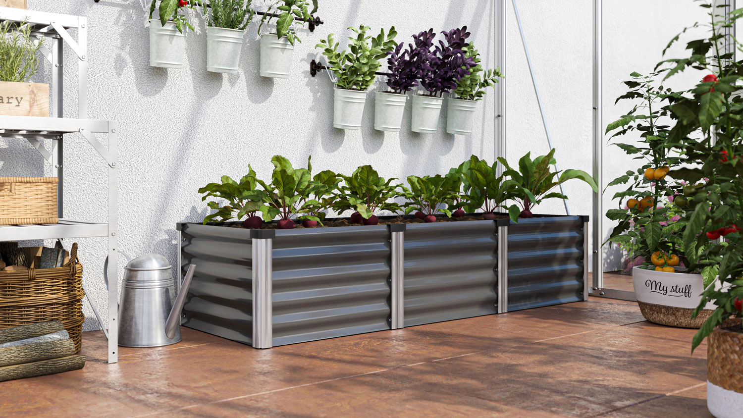 Hochbeet Linus IN-OUT S, Farbe: Granit/Alu