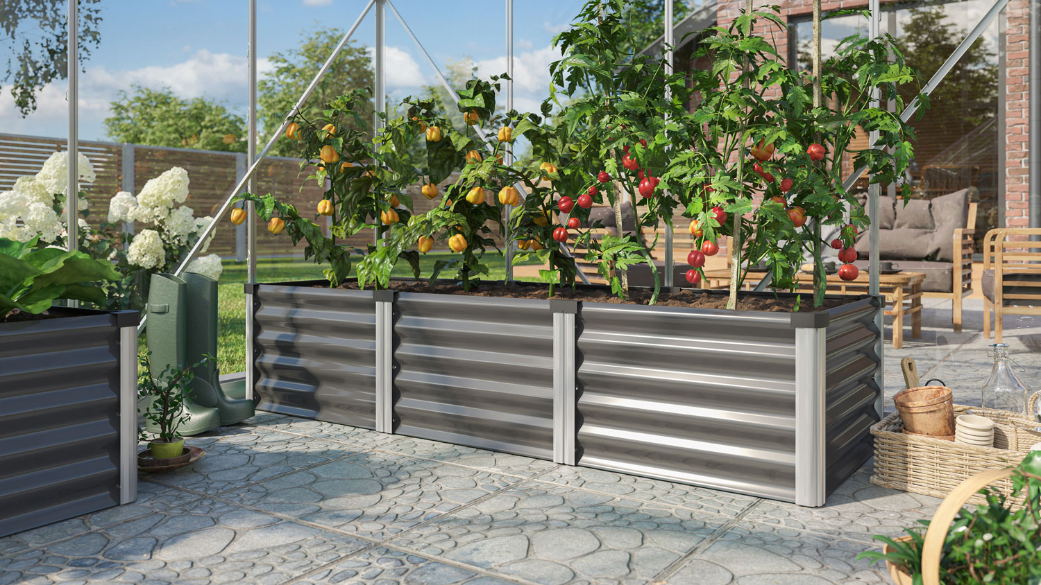 Hochbeet Meta IN-OUT S, Farbe: Granit/Alu