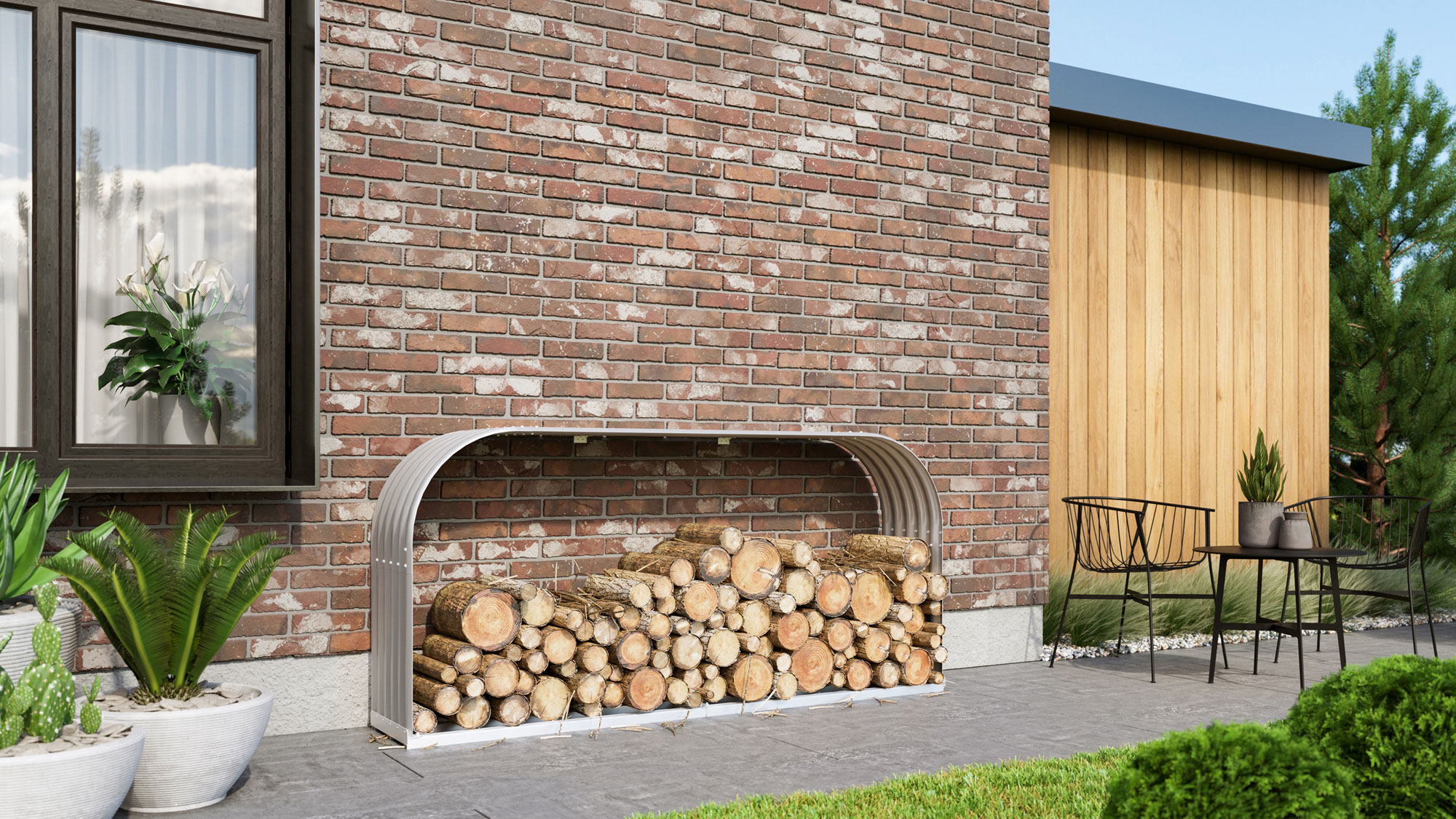 Kaminholzregal Ardor, Farbe: Zincalume blank