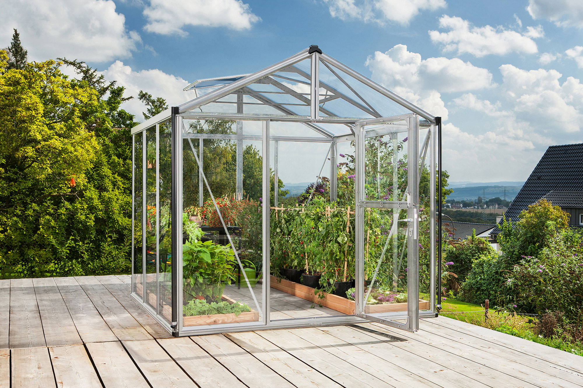 Gewächshaus Zeus 6200, Farbe: Aluminium eloxiert, verglast mit: Sicherheitsglas (ESG)
