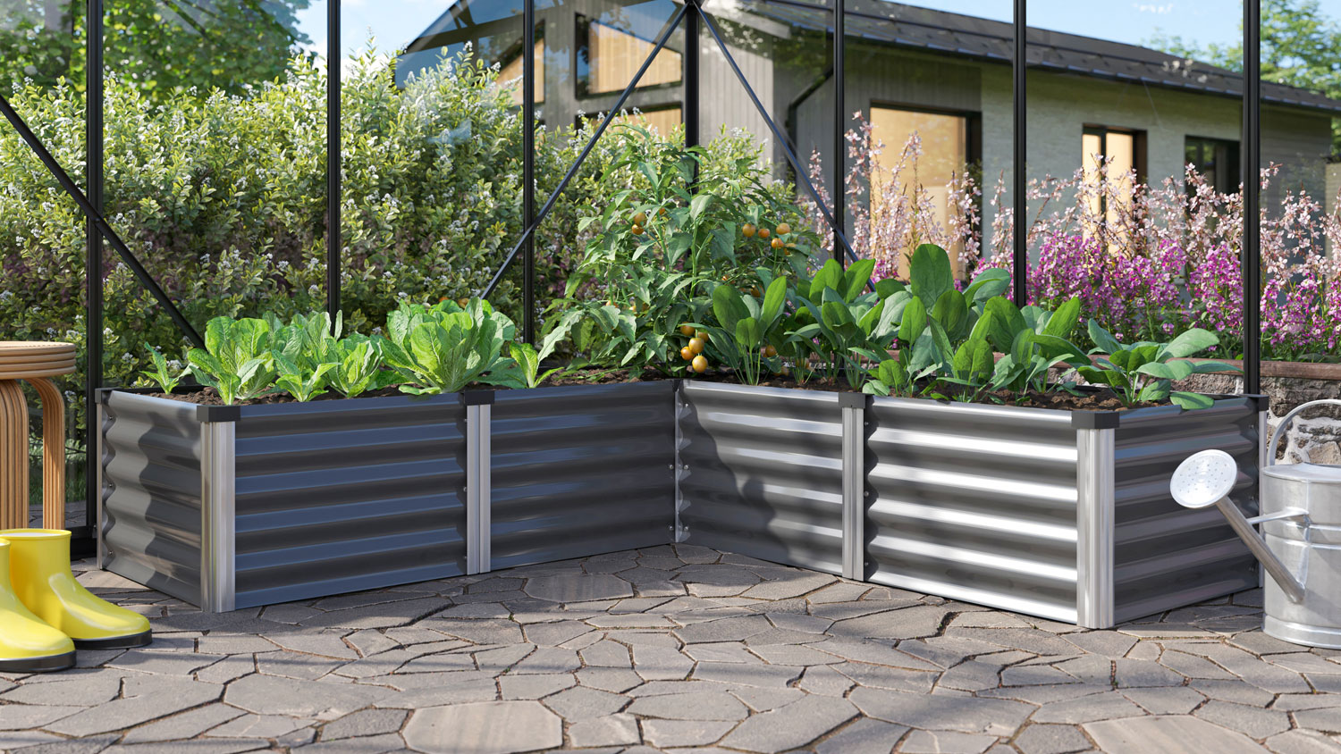 Hochbeet Linus IN-OUT M, Farbe: Granit/Alu