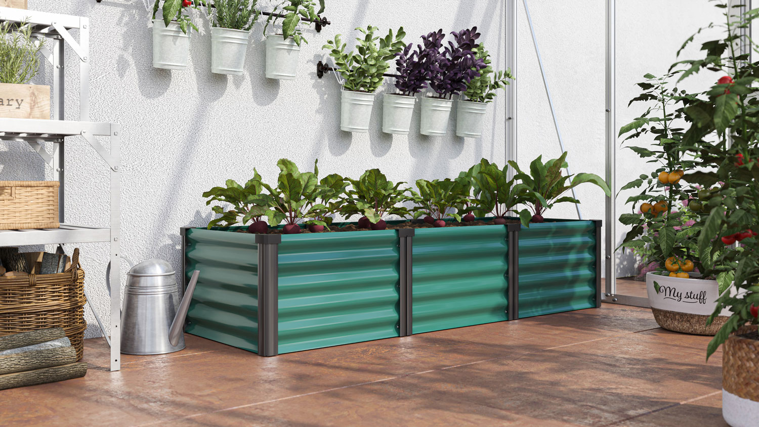Hochbeet Linus IN-OUT S, Farbe: Seegras/Schwarz