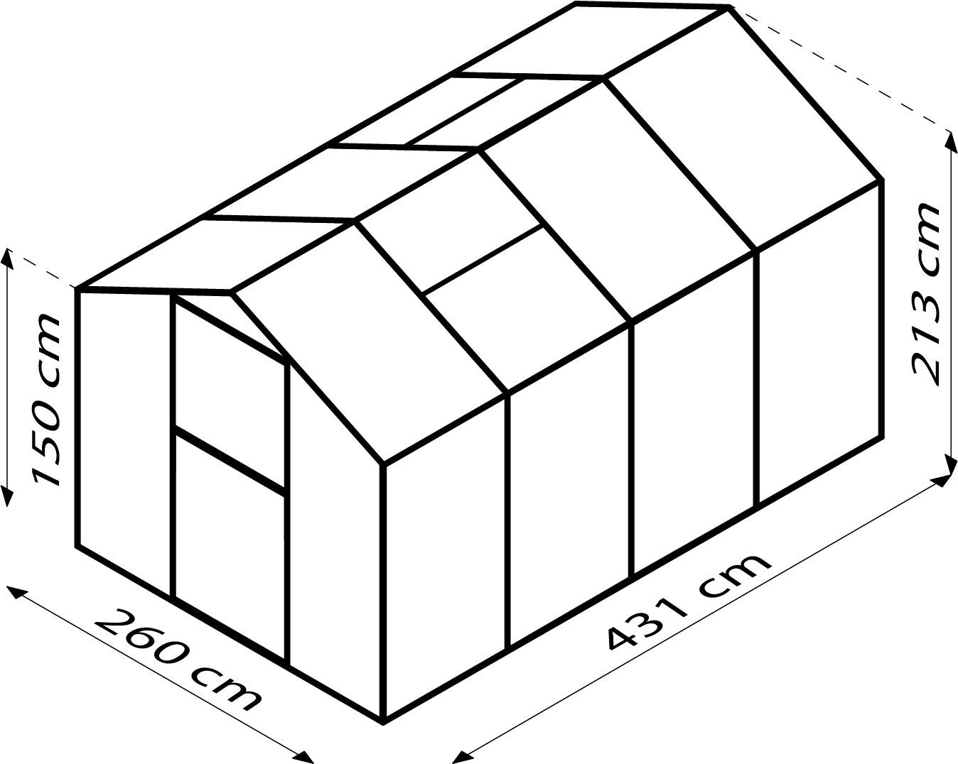 Gewächshaus Deimos 11200, Farbe: Schwarz pulverbeschichtet, verglast mit: Sicherheitsglas (ESG)
