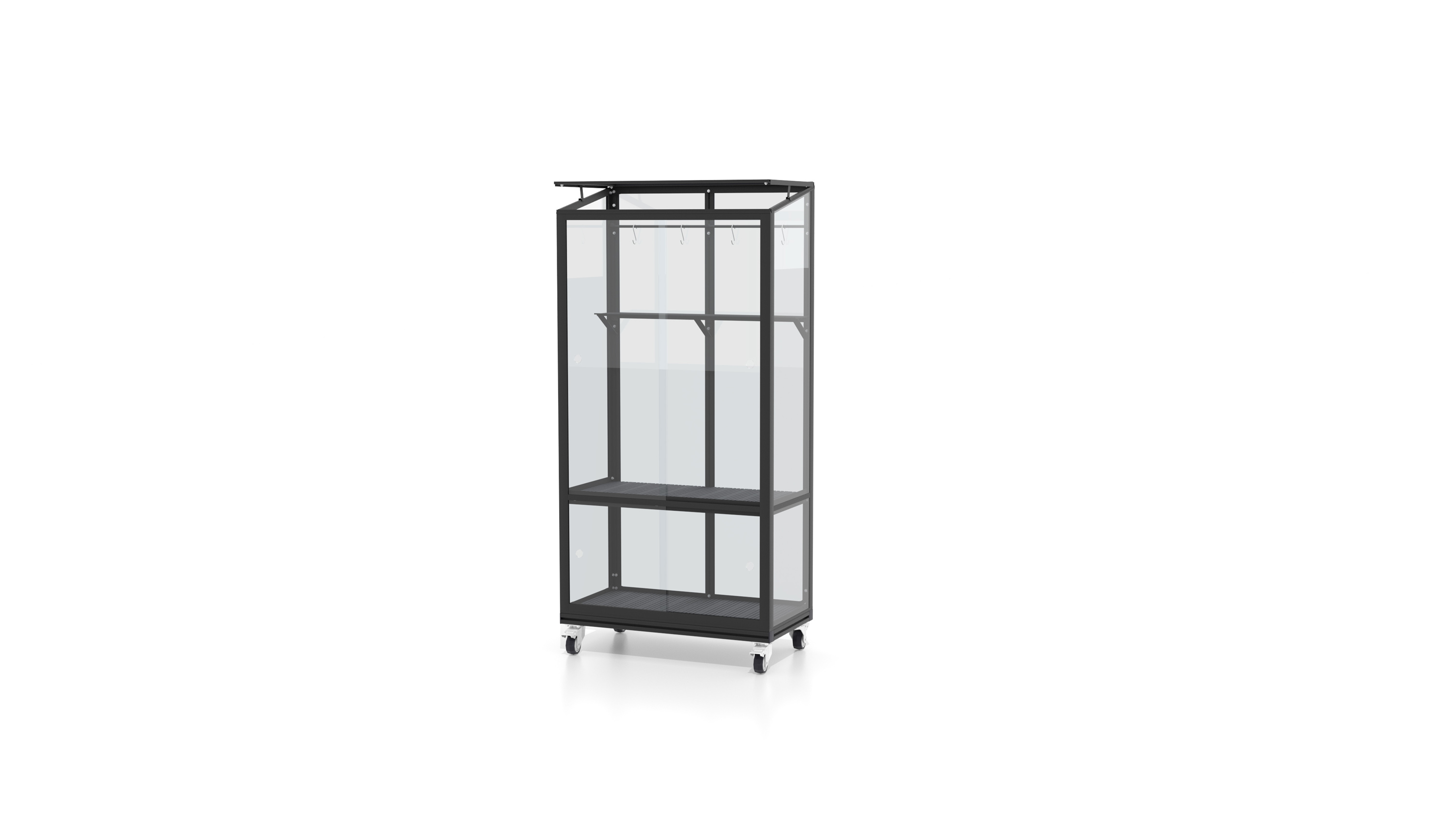 Balkongewächshaus Stad 350, Farbe: Schwarz pulverbeschichtet, verglast mit: Sicherheitsglas (ESG)