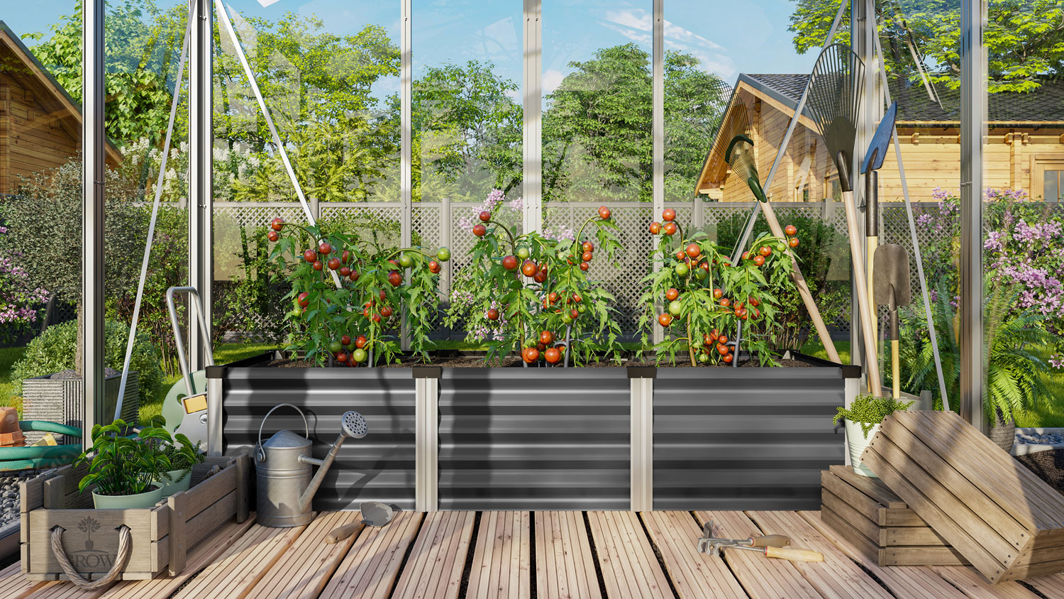 Hochbeet Linus IN-OUT S, Farbe: Granit/Alu