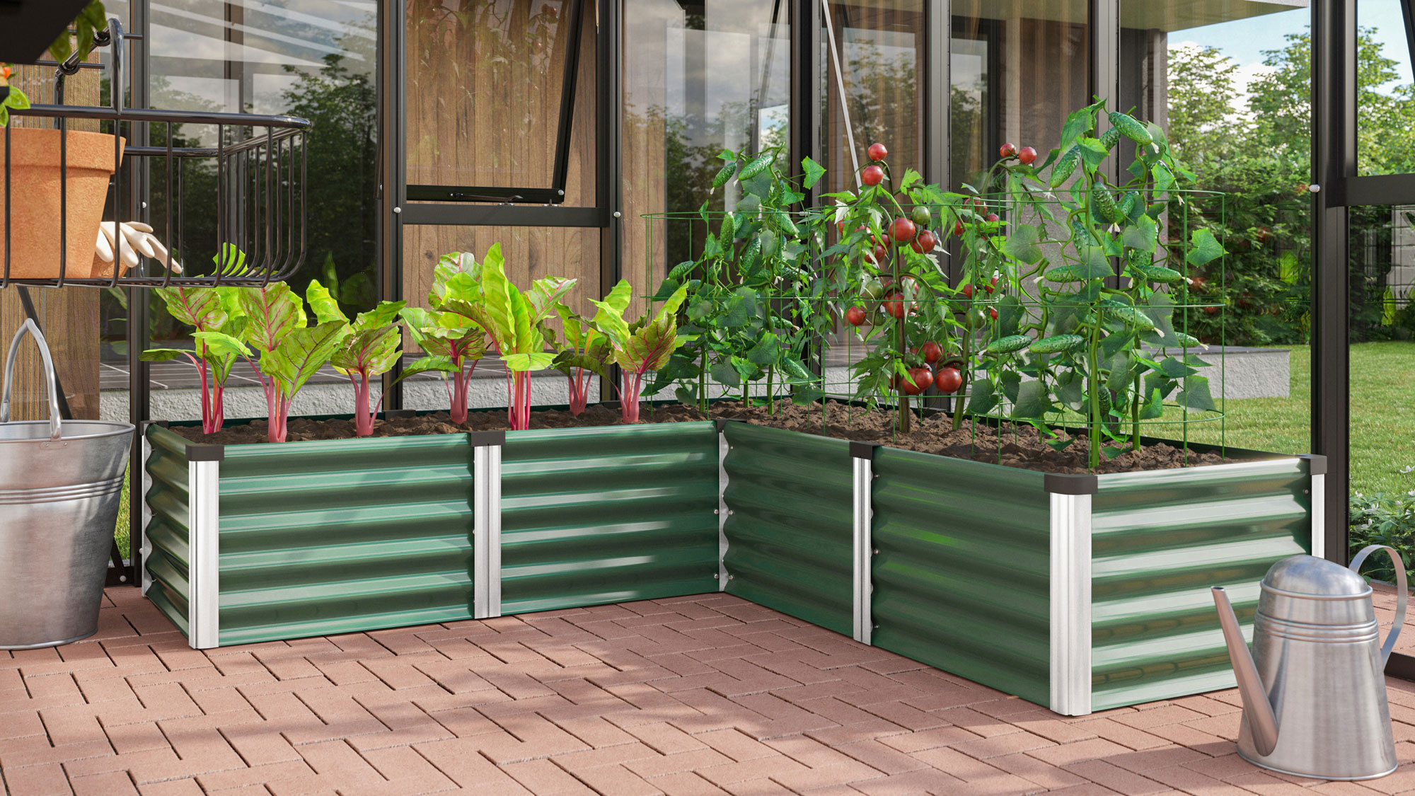 Hochbeet Meta IN-OUT M, Farbe: Seegras/Alu eloxiert