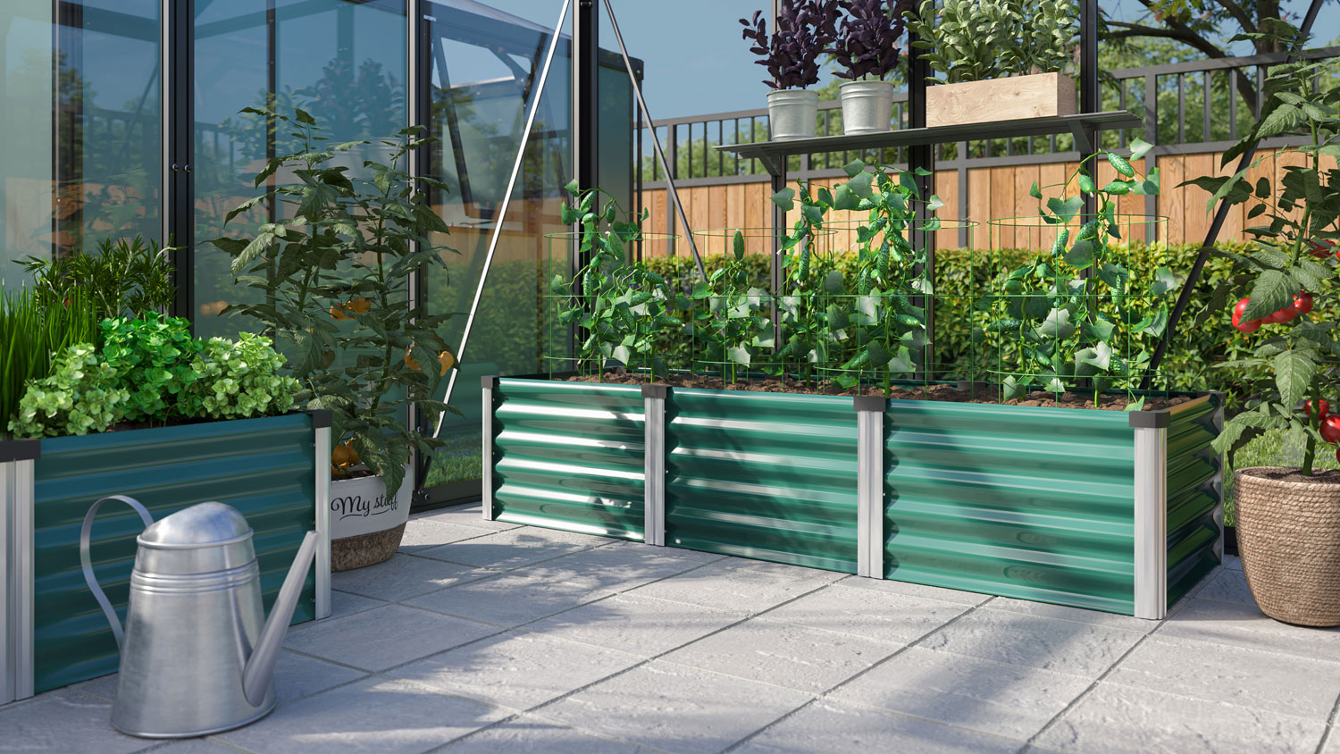 Hochbeet Meta IN-OUT S, Farbe: Seegras/Alu eloxiert