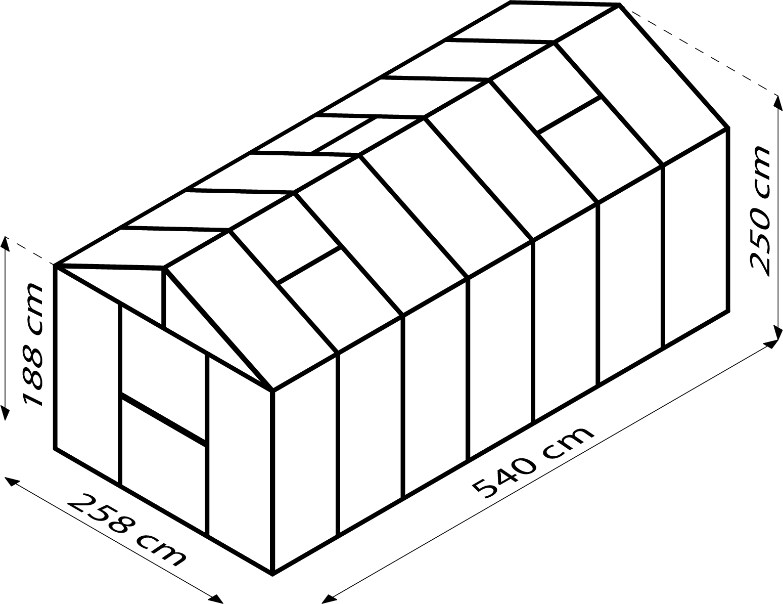Gewächshaus Zeus 13800, Farbe: Schwarz pulverbeschichtet, verglast mit: Sicherheitsglas (ESG)