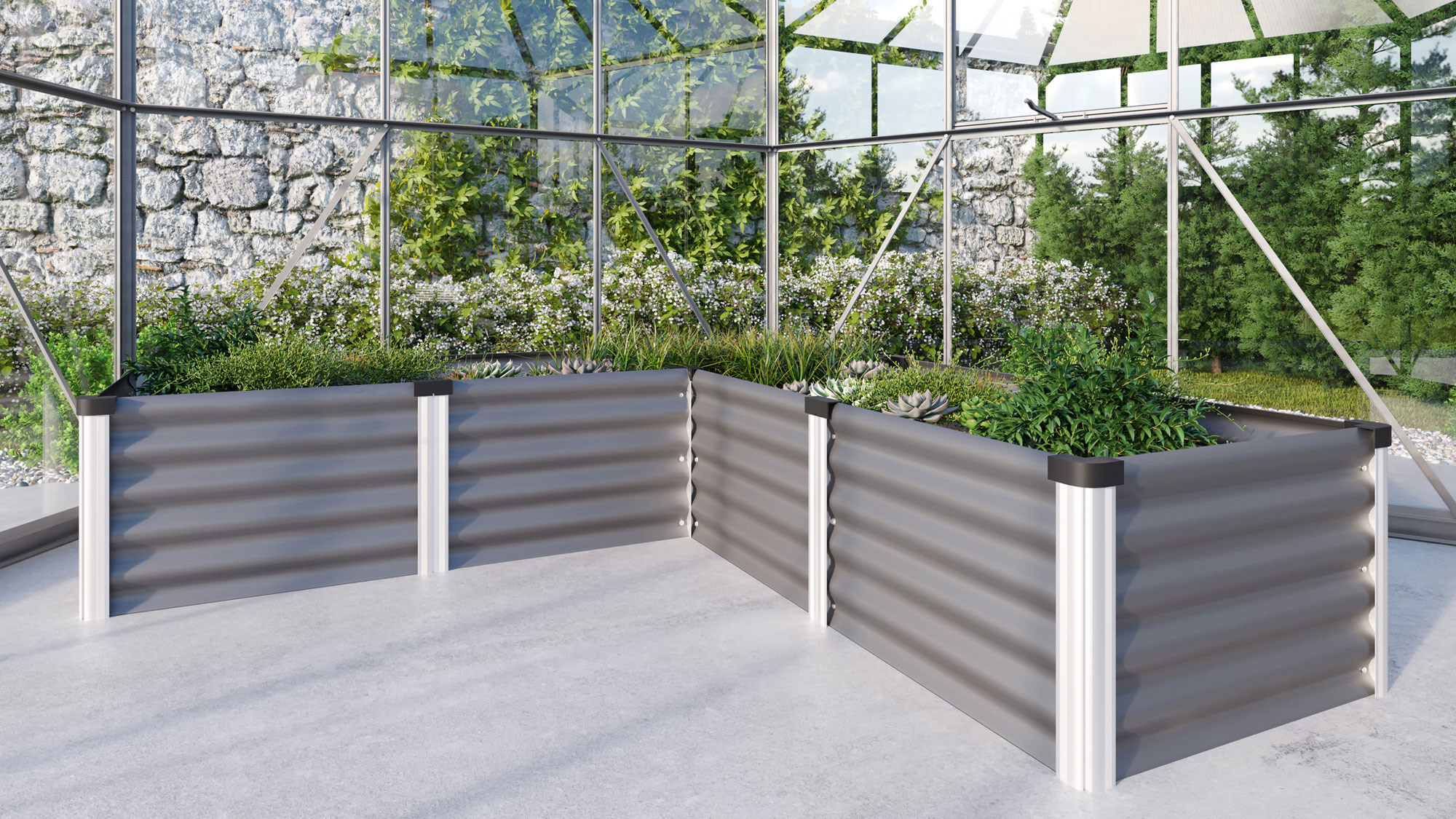 Hochbeet Meta IN-OUT M, Farbe: Granit/Alu