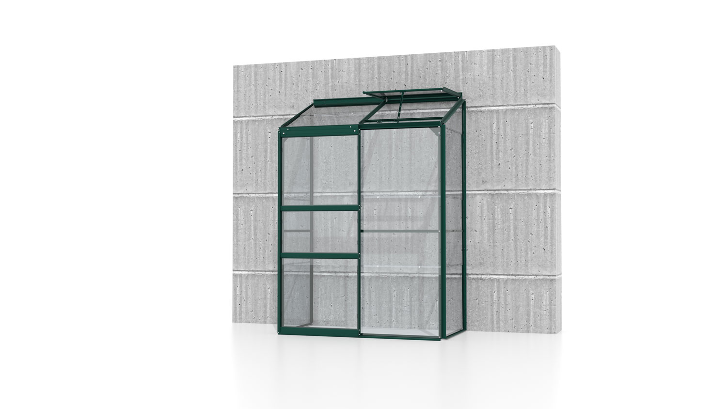 Gewächshaus Ida 900, Farbe: Smaragd pulverbeschichtet, verglast mit: Sicherheitsglas (ESG)