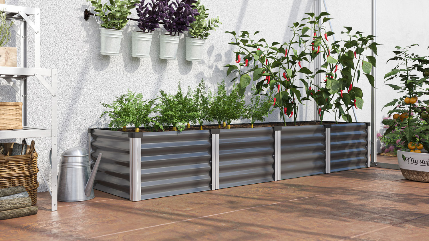 Hochbeet Linus IN-OUT L, Farbe: Granit/Alu
