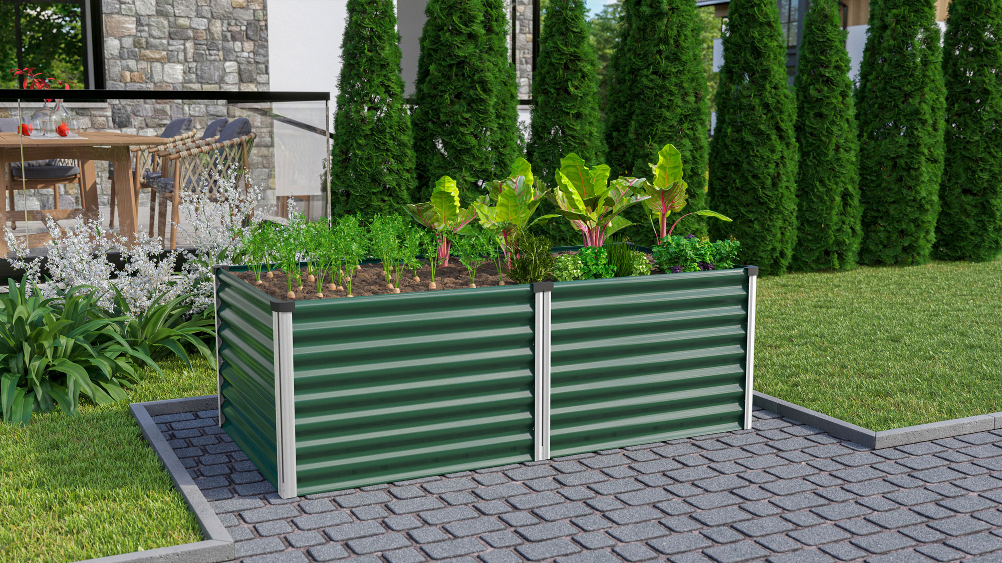 Hochbeet Meta 630, Farbe: Seegras/Alu eloxiert