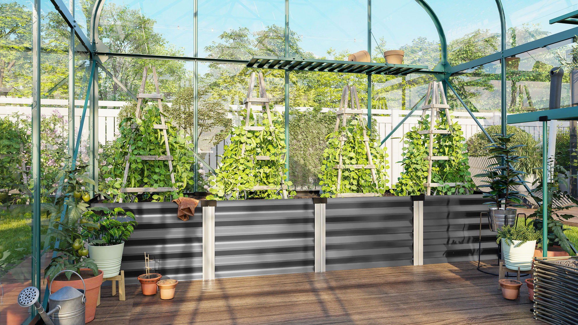 Hochbeet Meta IN-OUT L, Farbe: Granit/Alu