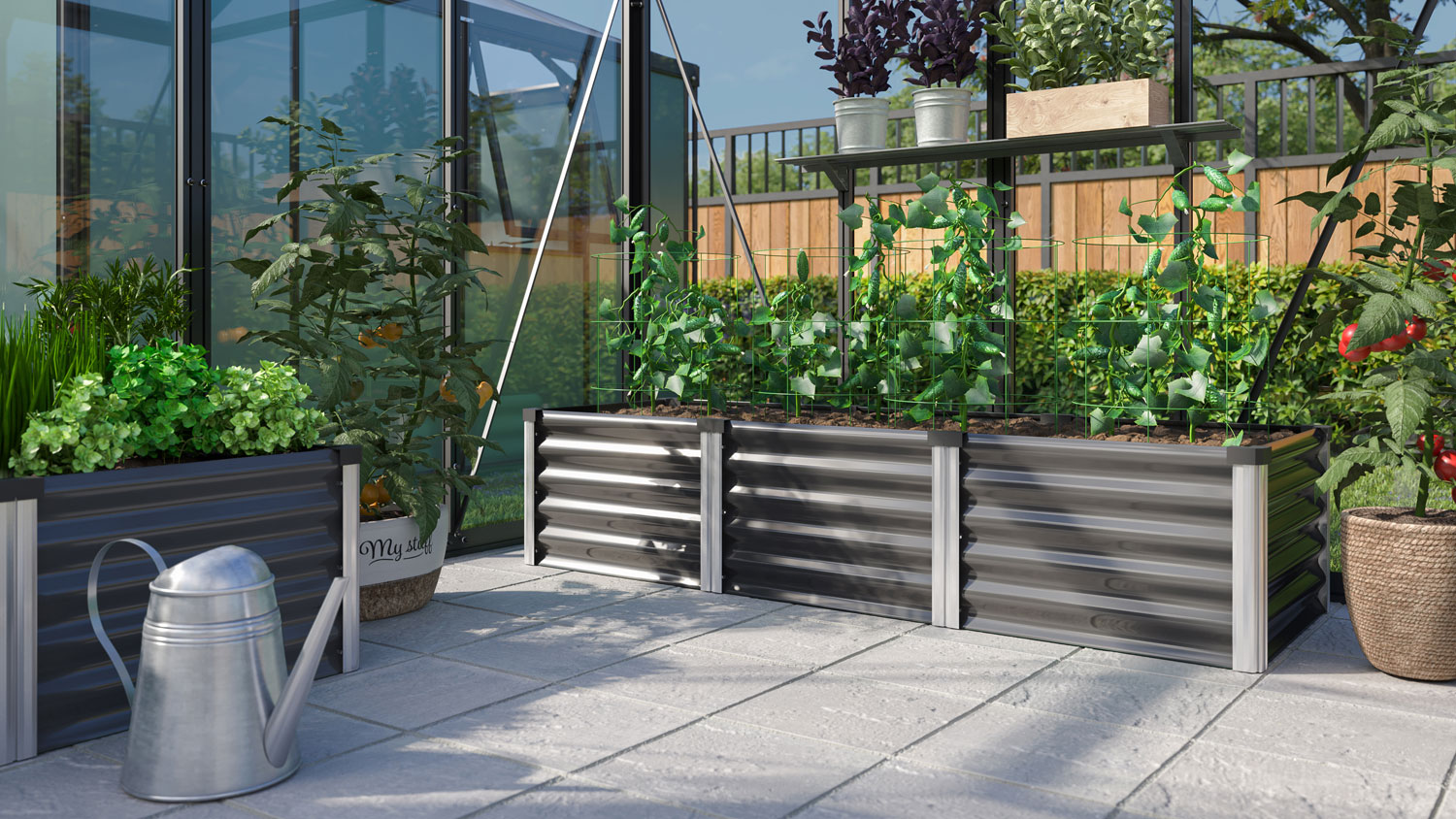 Hochbeet Meta IN-OUT S, Farbe: Granit/Alu